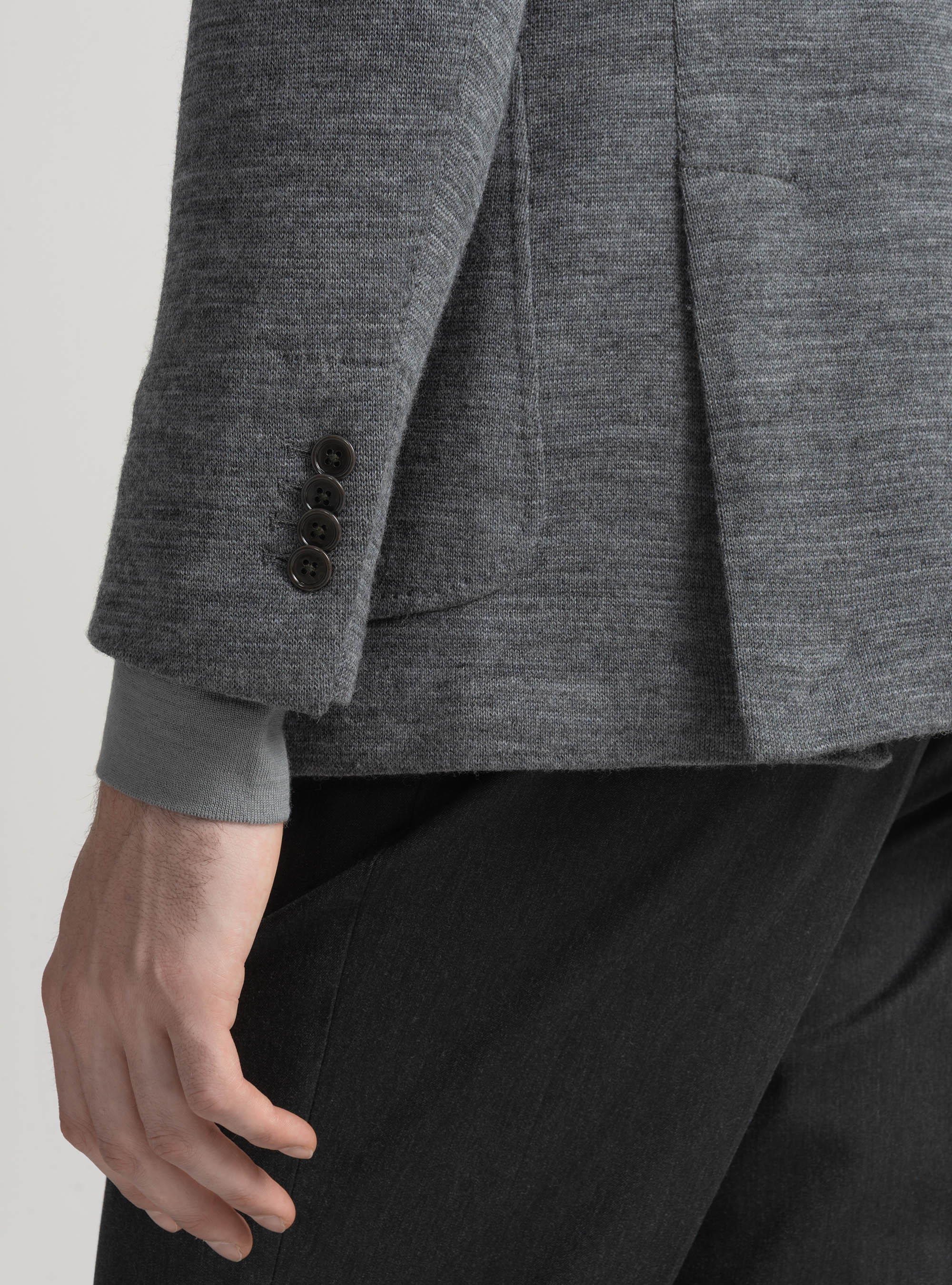 Giacca jersey in lana e cotone, GRIGIO CHIARO