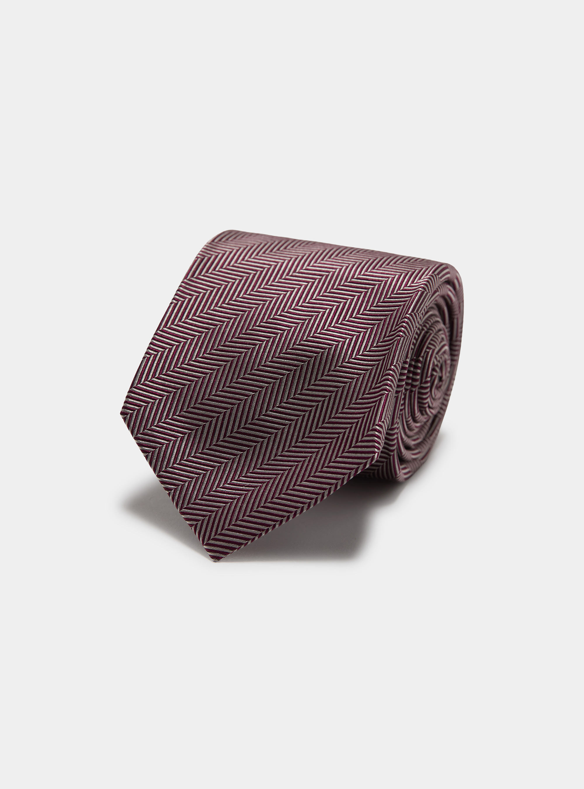 Herringbone silk tie, BORDEAUX 0304C