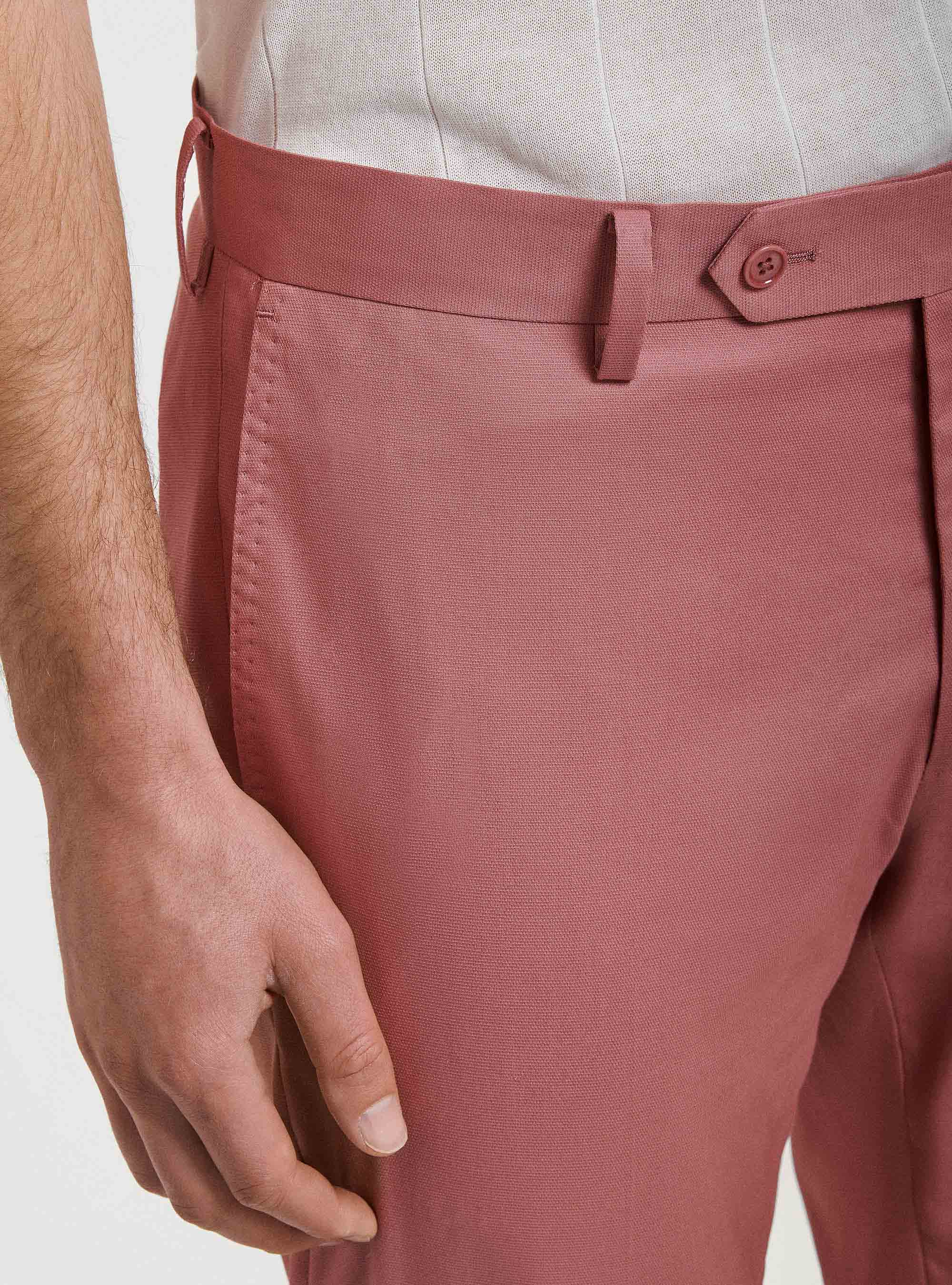 Pantaloni per abito in cotone armaturato, 0441C ROSA SCURO