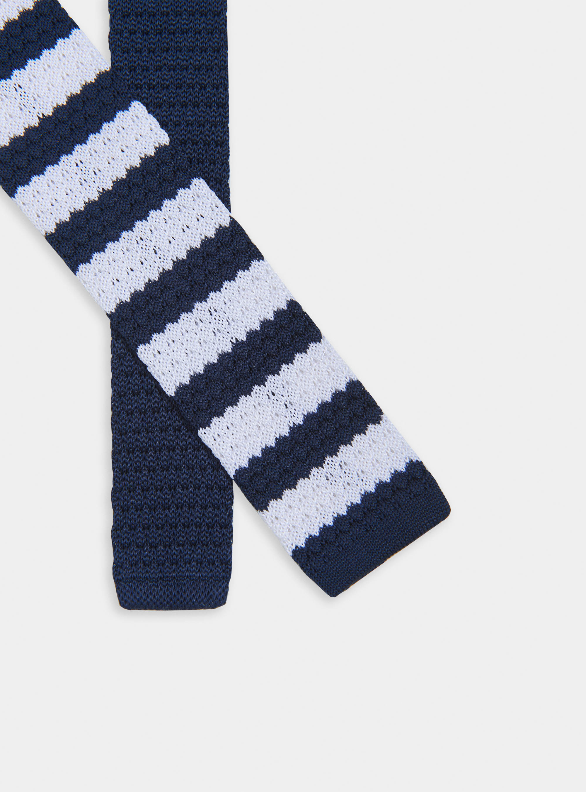 Striped knit tie, NAVY BLUE