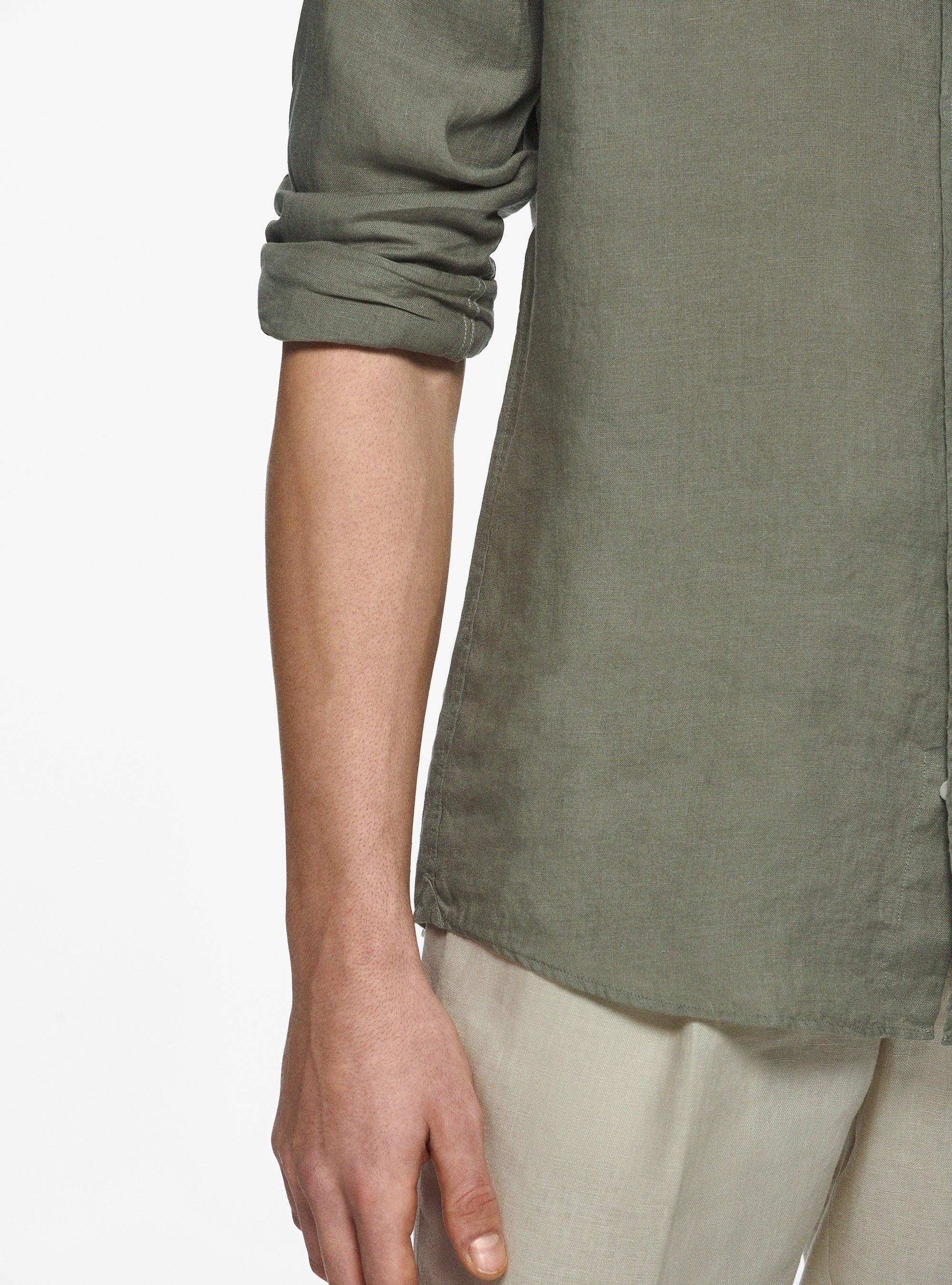 Chemise cor&eacute;enne en pur lin, SALVIA 0602C