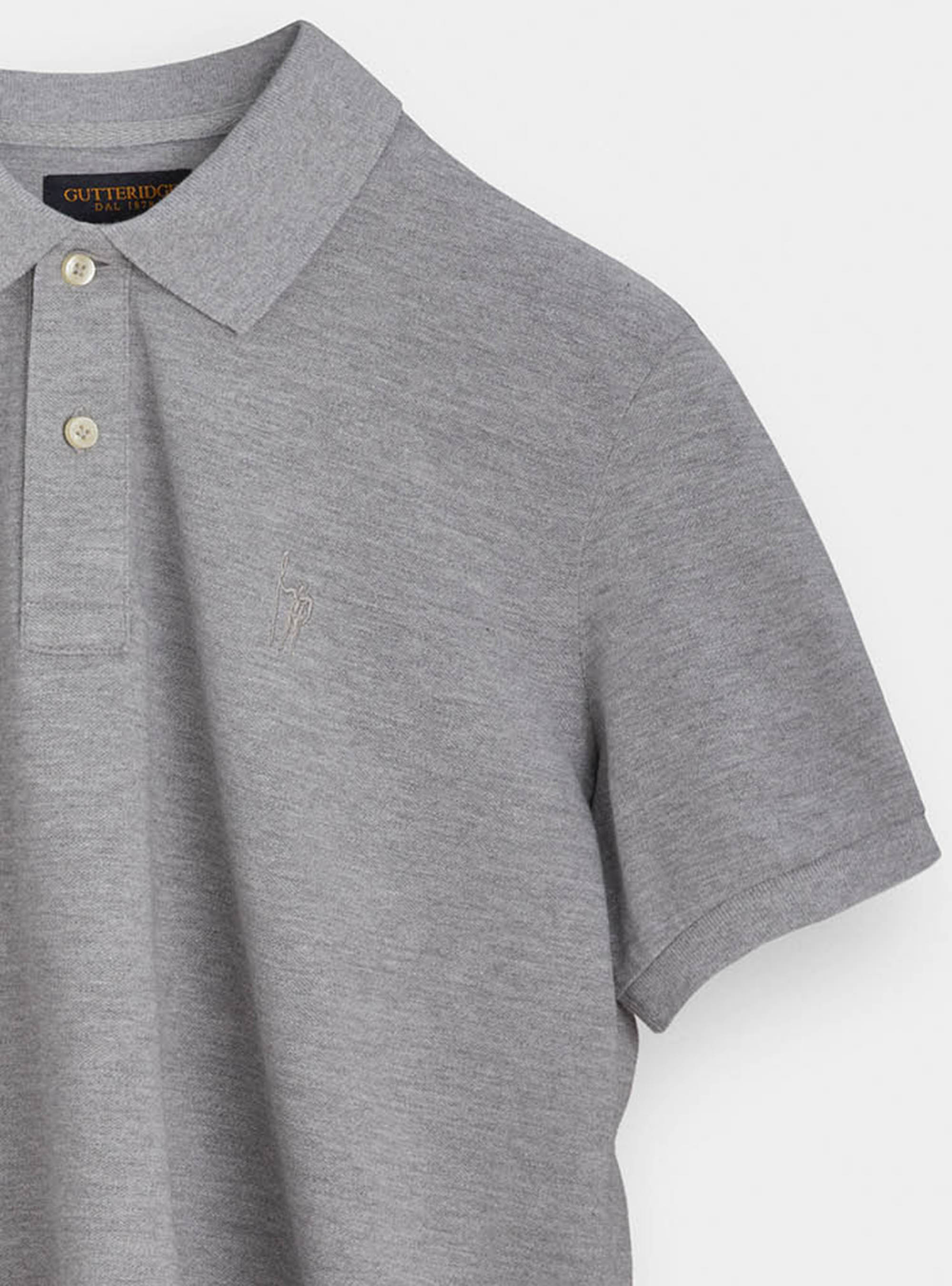 Polo classica con ricamo, GRIGIO CHIARO