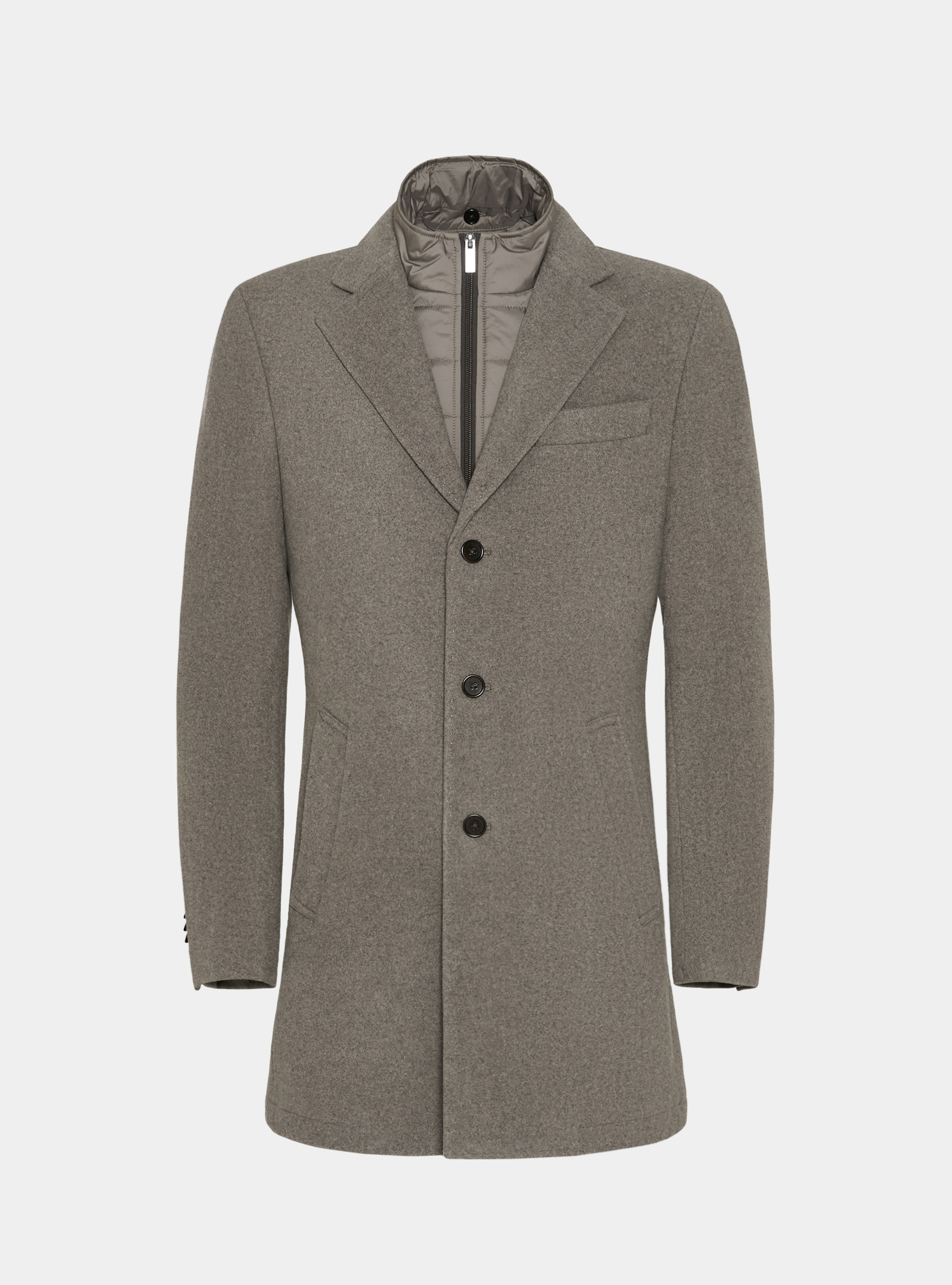 Wool-blend coat with bib, MUD