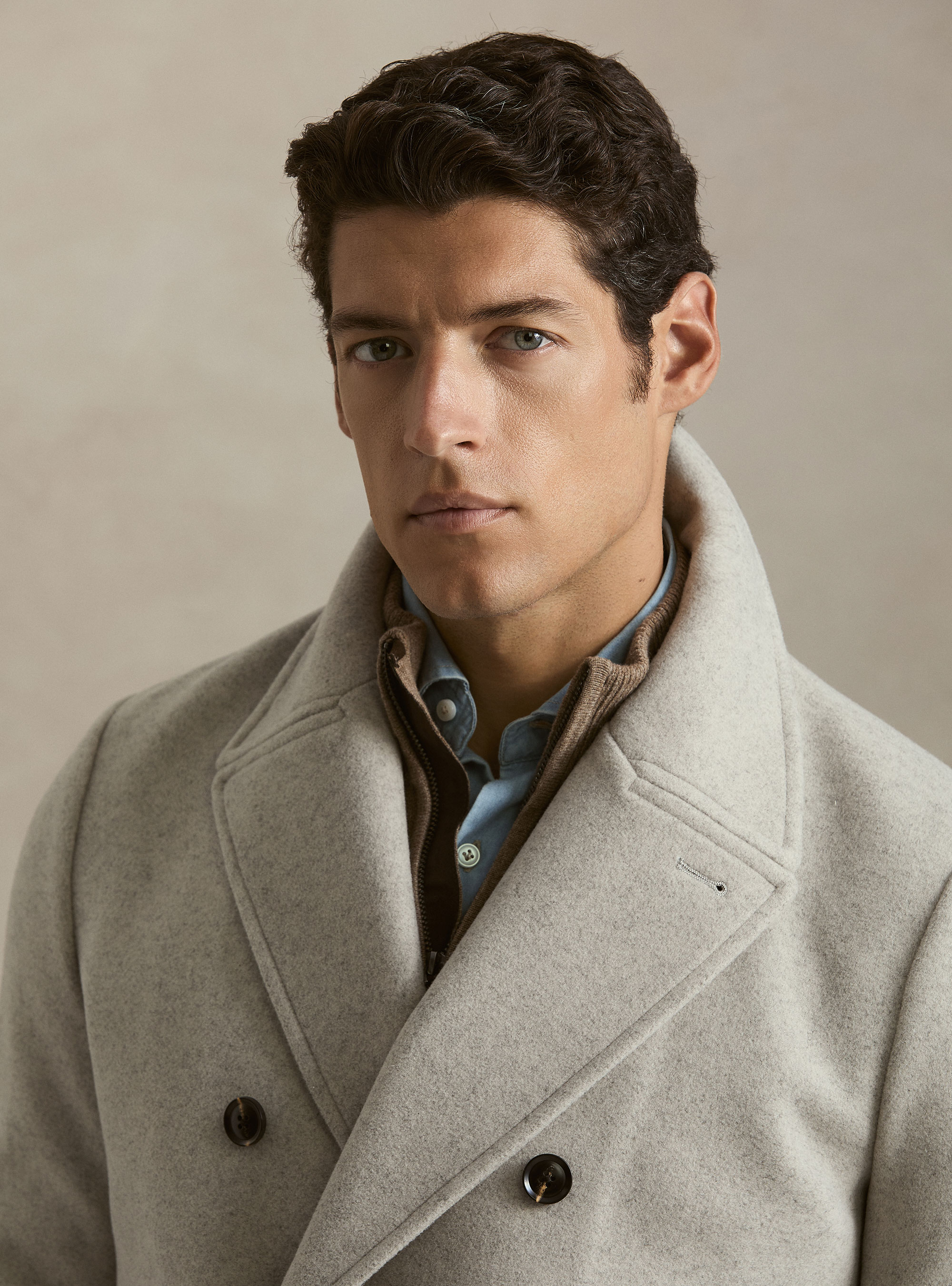 Solid color peacoat, ECRU