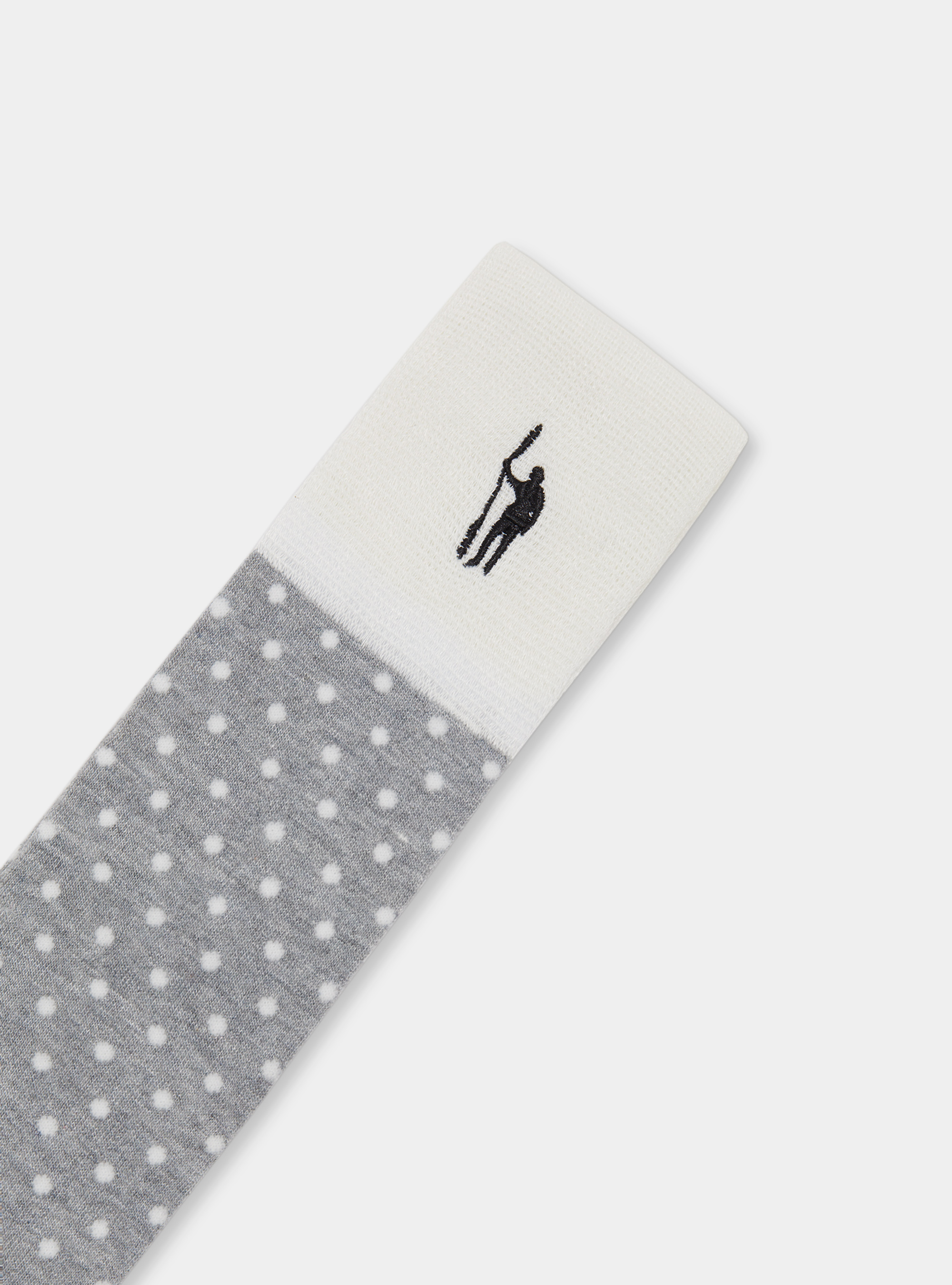 Calcetines largos de lunares y rayas con bordado, GRIGIO MELANGE 0151C