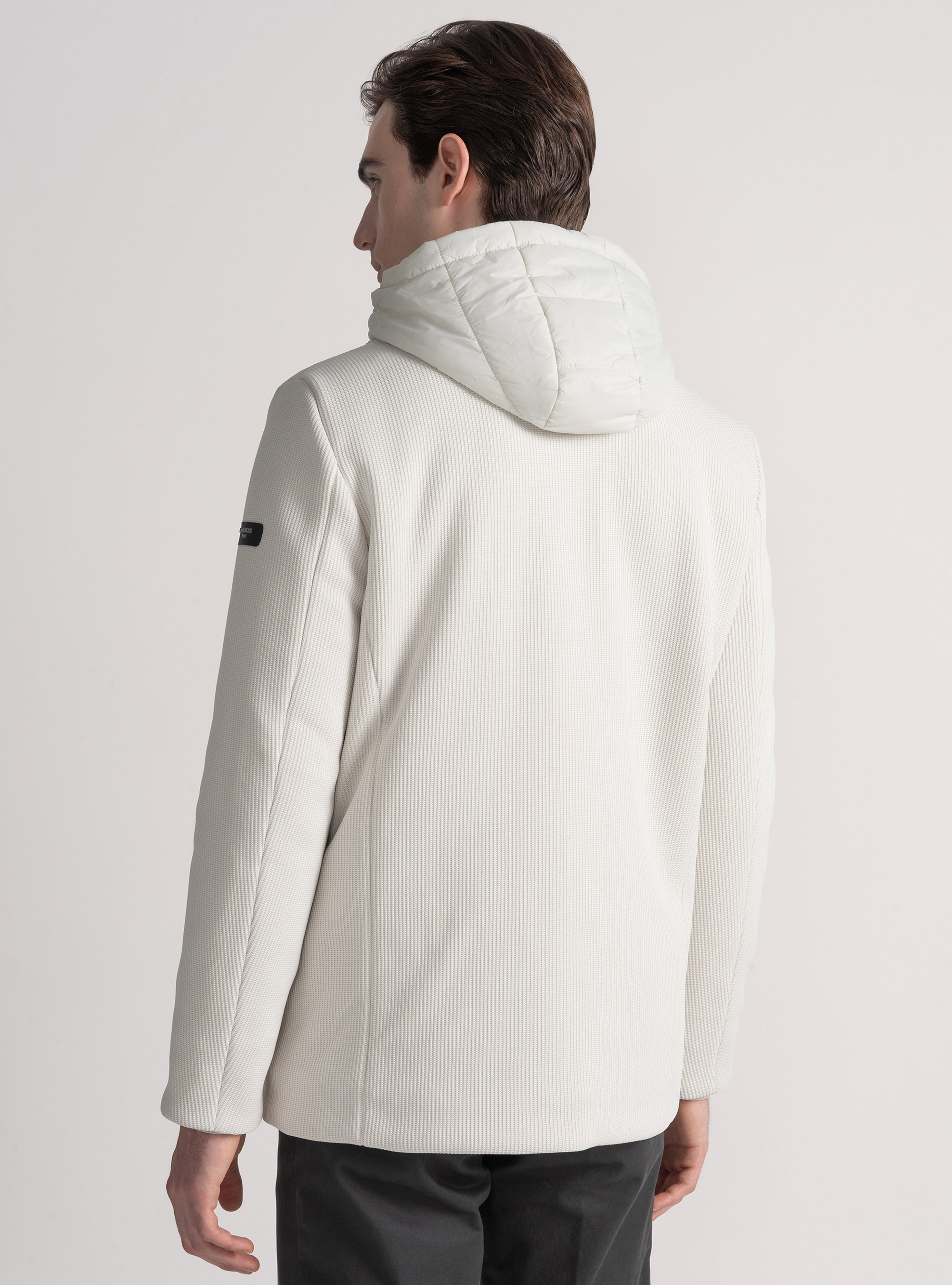 Blouson technique avec bavette et capuche r&eacute;versible, 0055C OFF WHITE