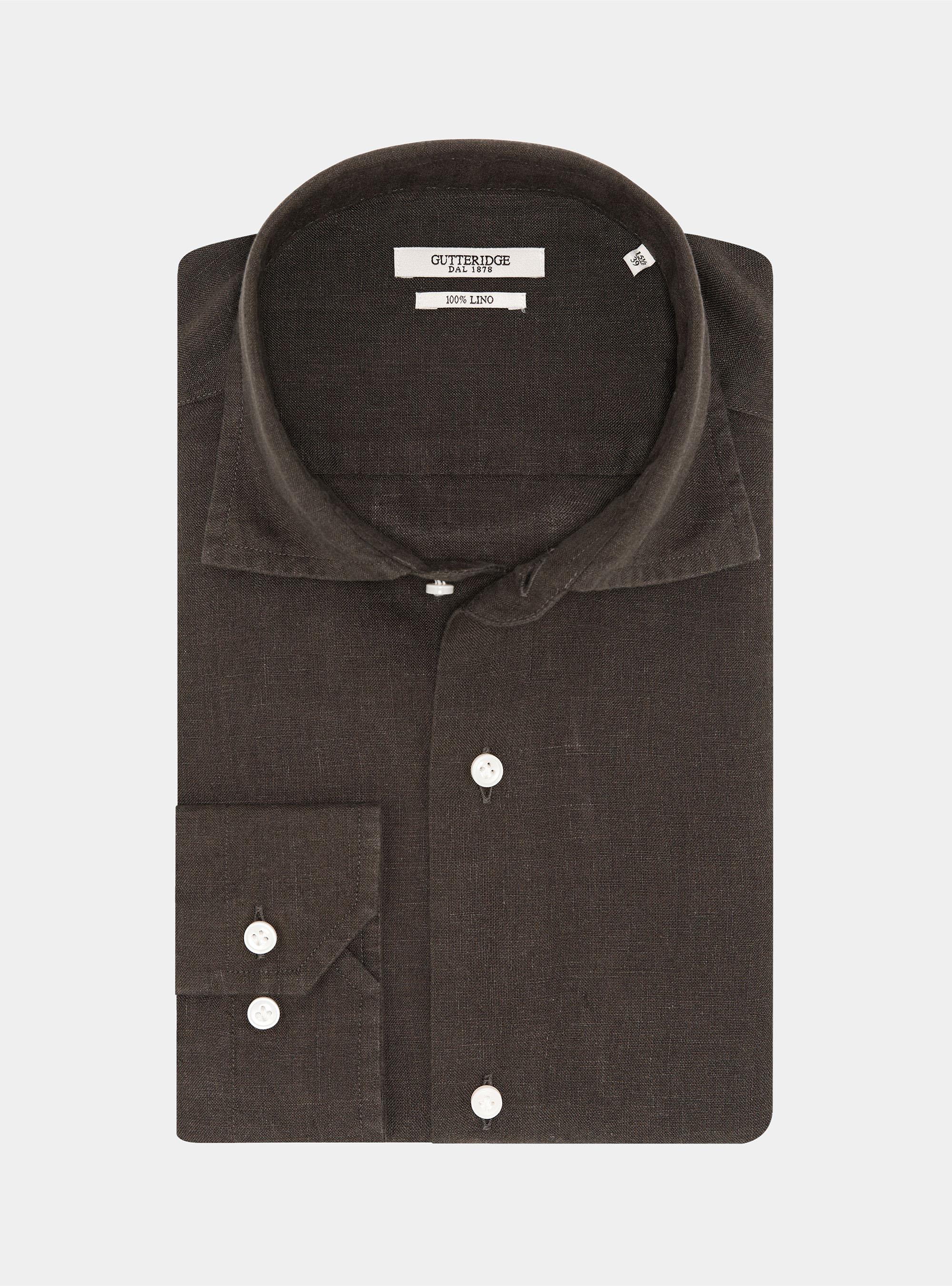 Camisa de lino puro, MARRON