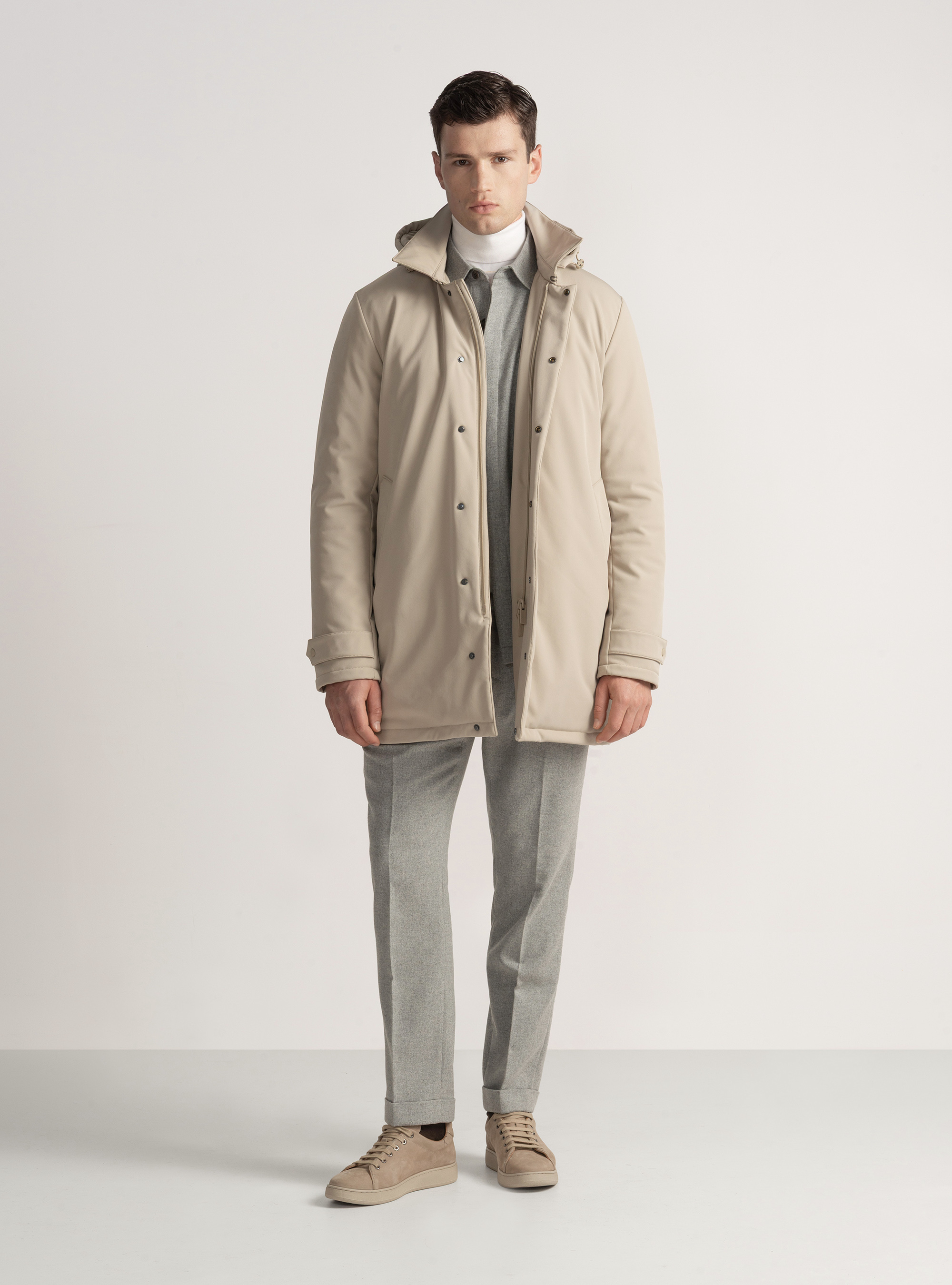 Technical parka with recycled padding, SAND