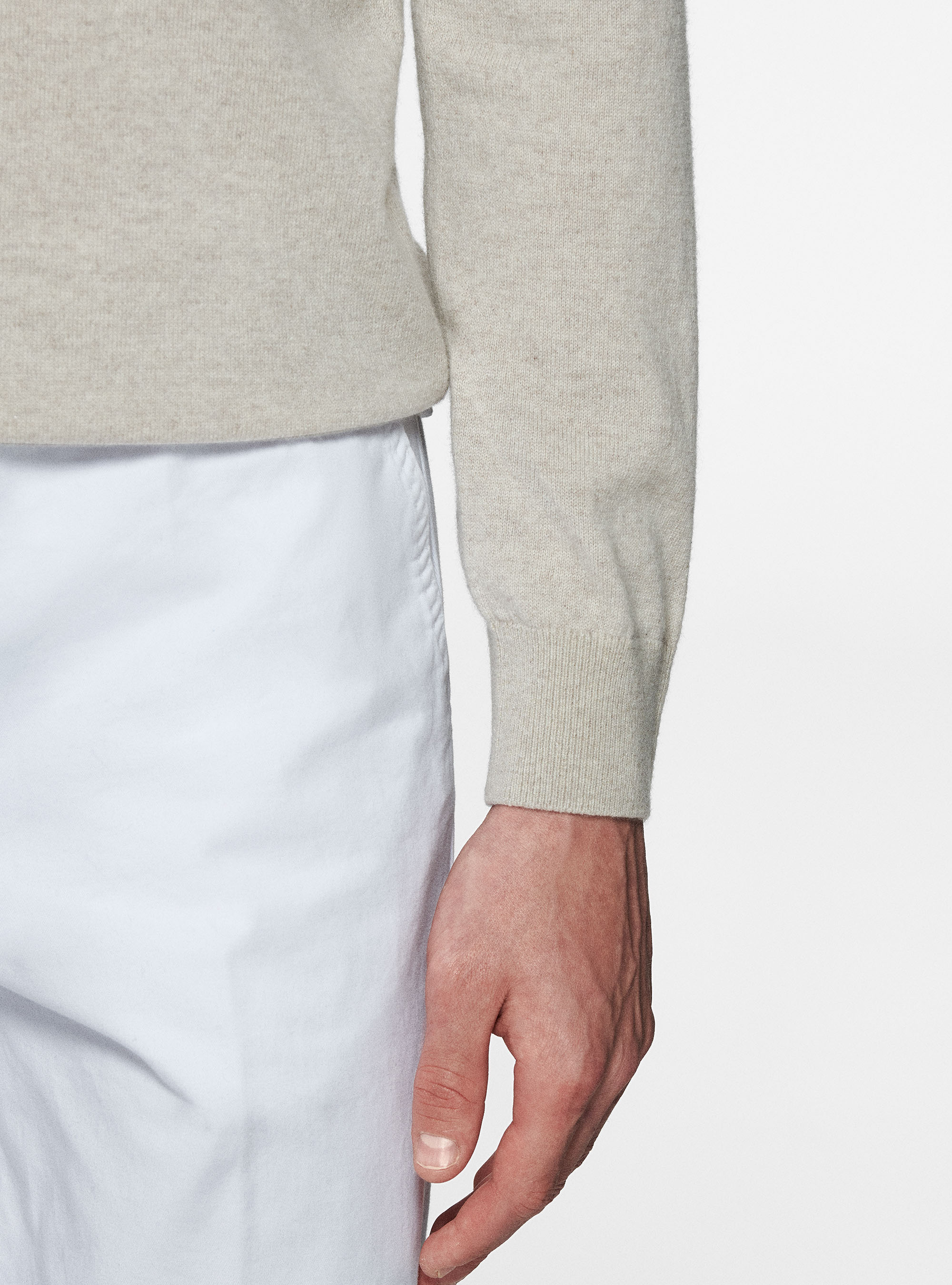 Cashmere crew-neck sweater, ECRU