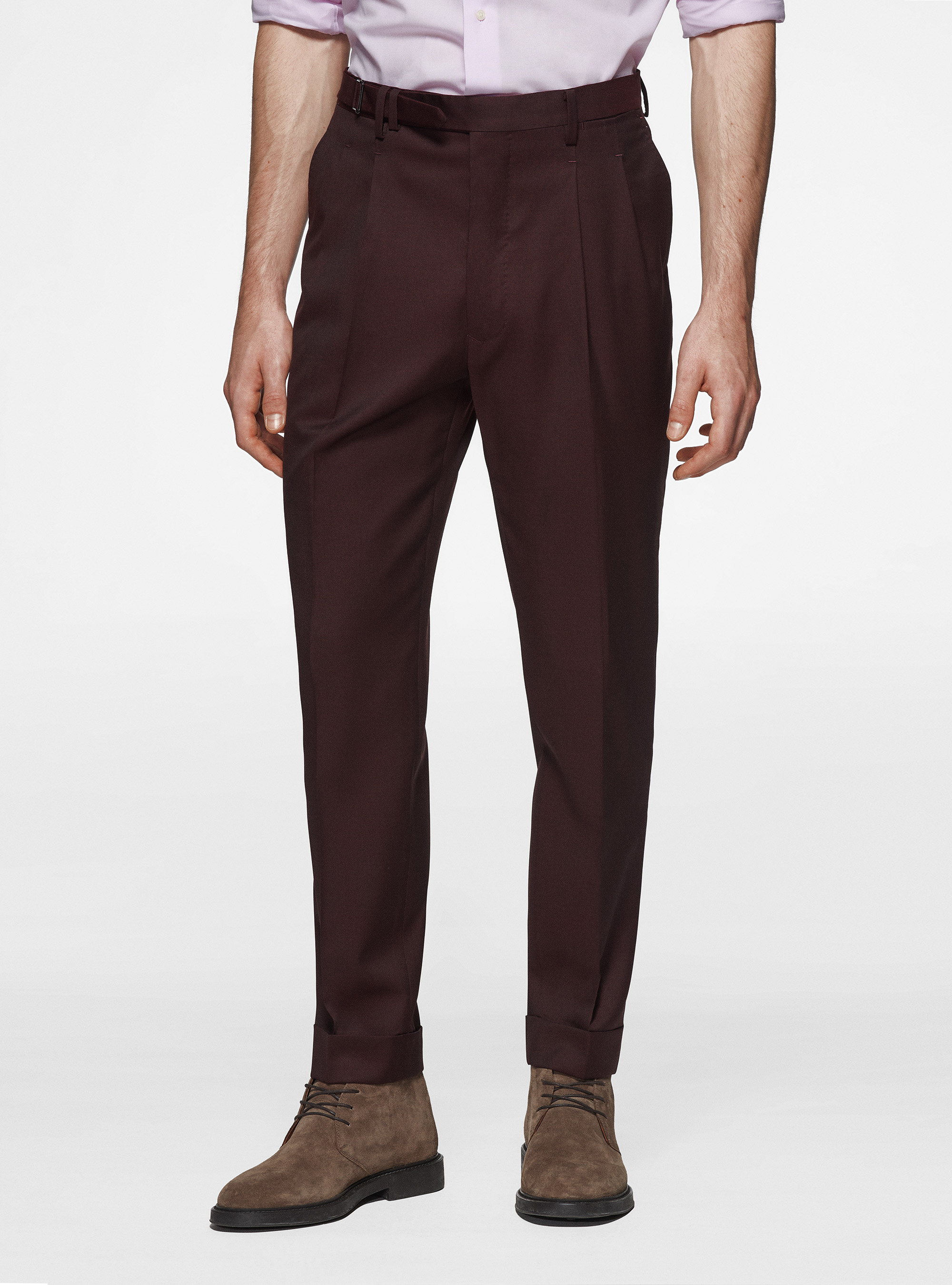 Reda pure wool double pleat trousers, BORDEAUX