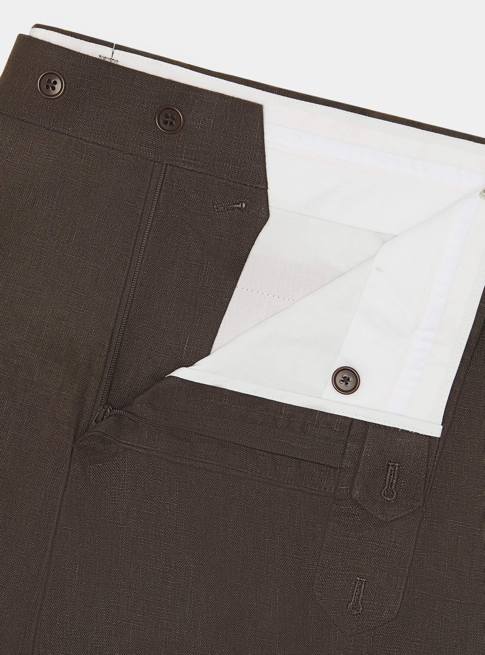 Pure linen suit trousers, BROWN
