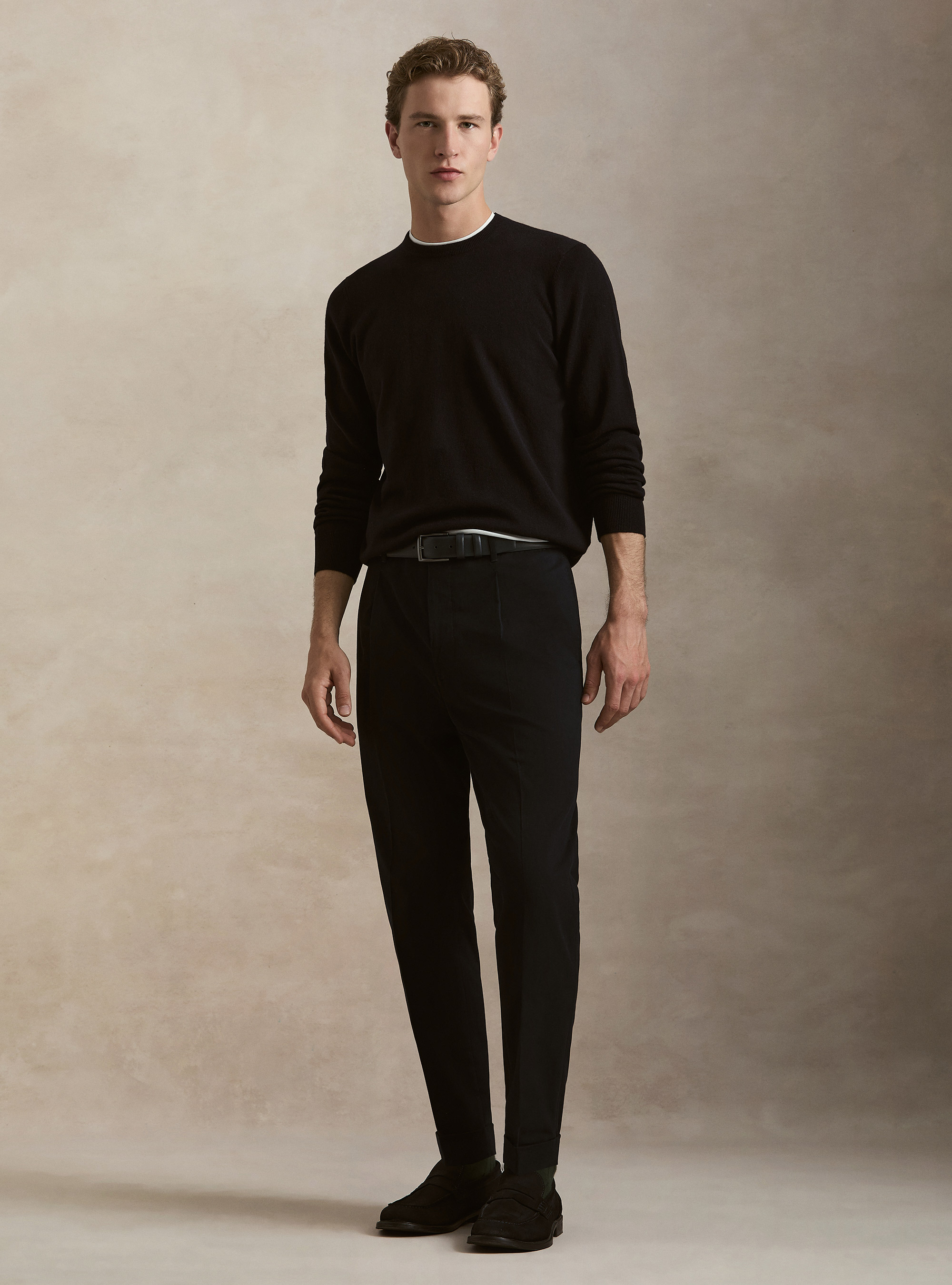 Pull col rond en 100% cachemire, BLEU MARINE