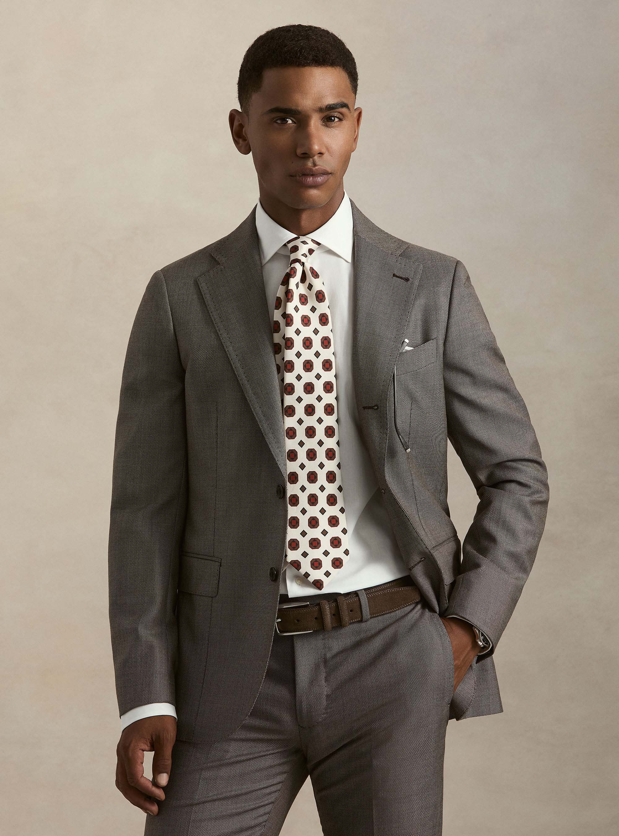 Pure wool bird's eye suit blazer by Vitale Barberis Canonico, MARRONE 0508C