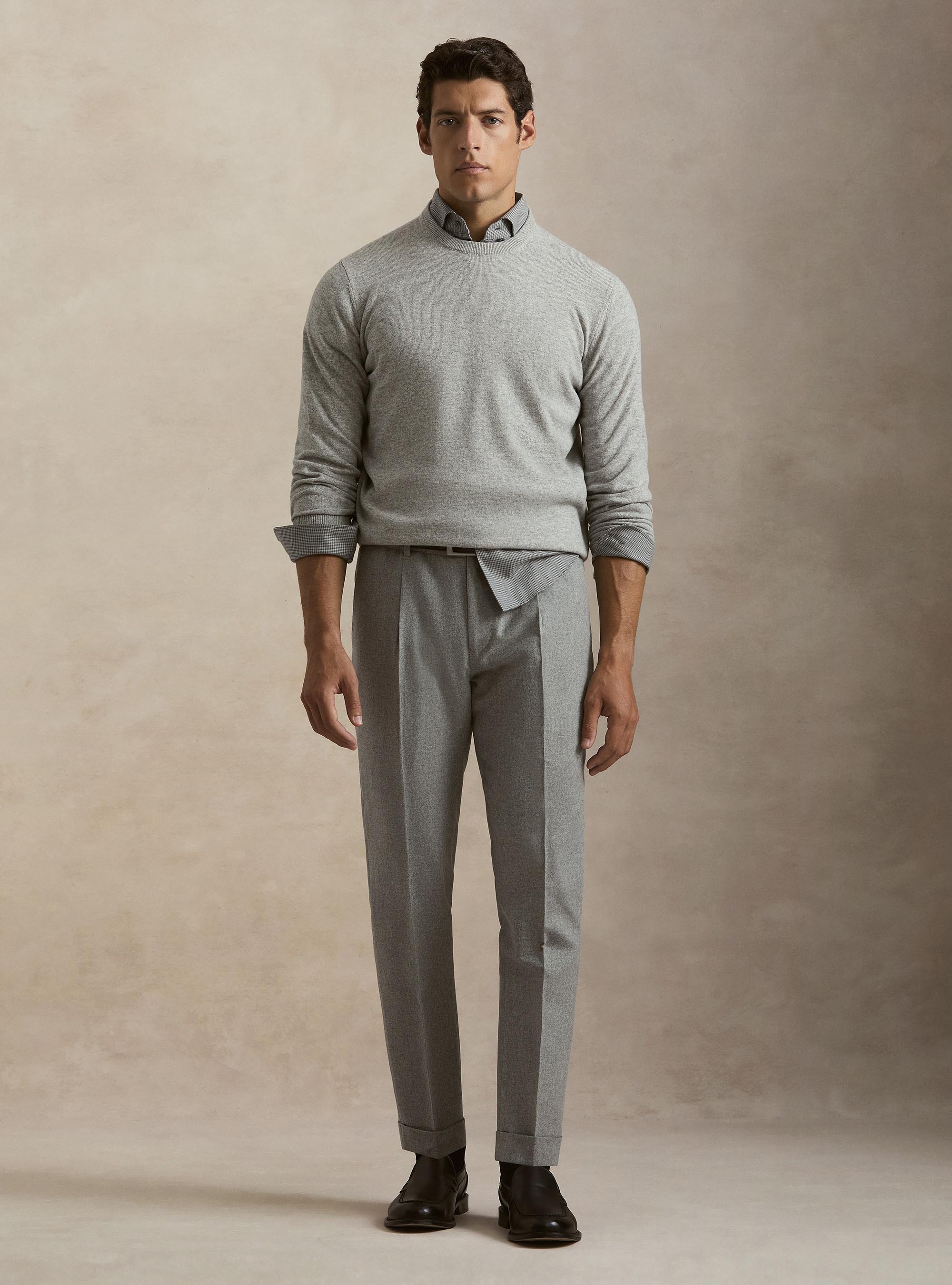 Pantaloni con coulisse in misto lana leggera, GRIGIO CHIARO