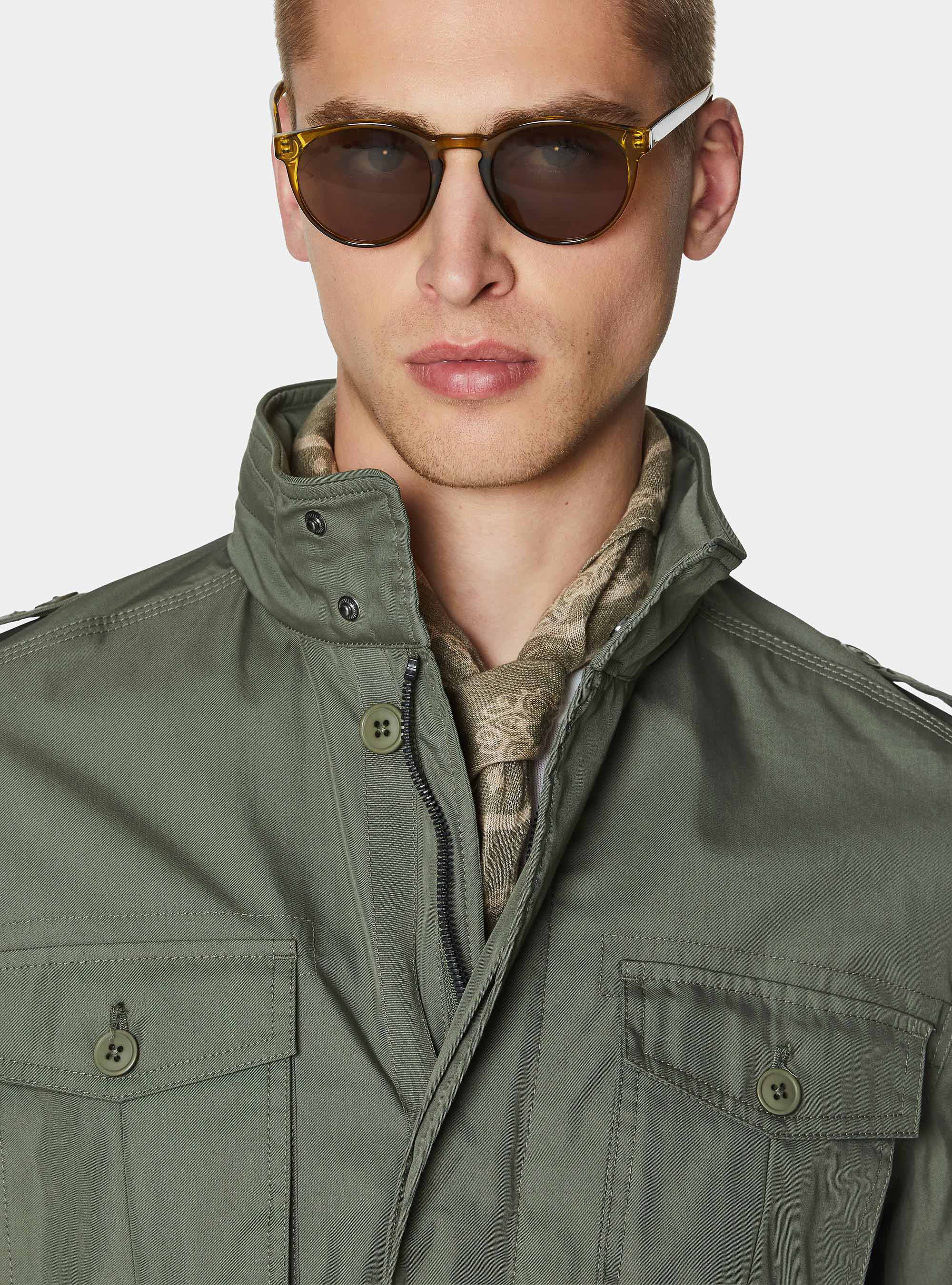 Field jacket en sarga de mezcla de algod&oacute;n, SALVIA 0602C
