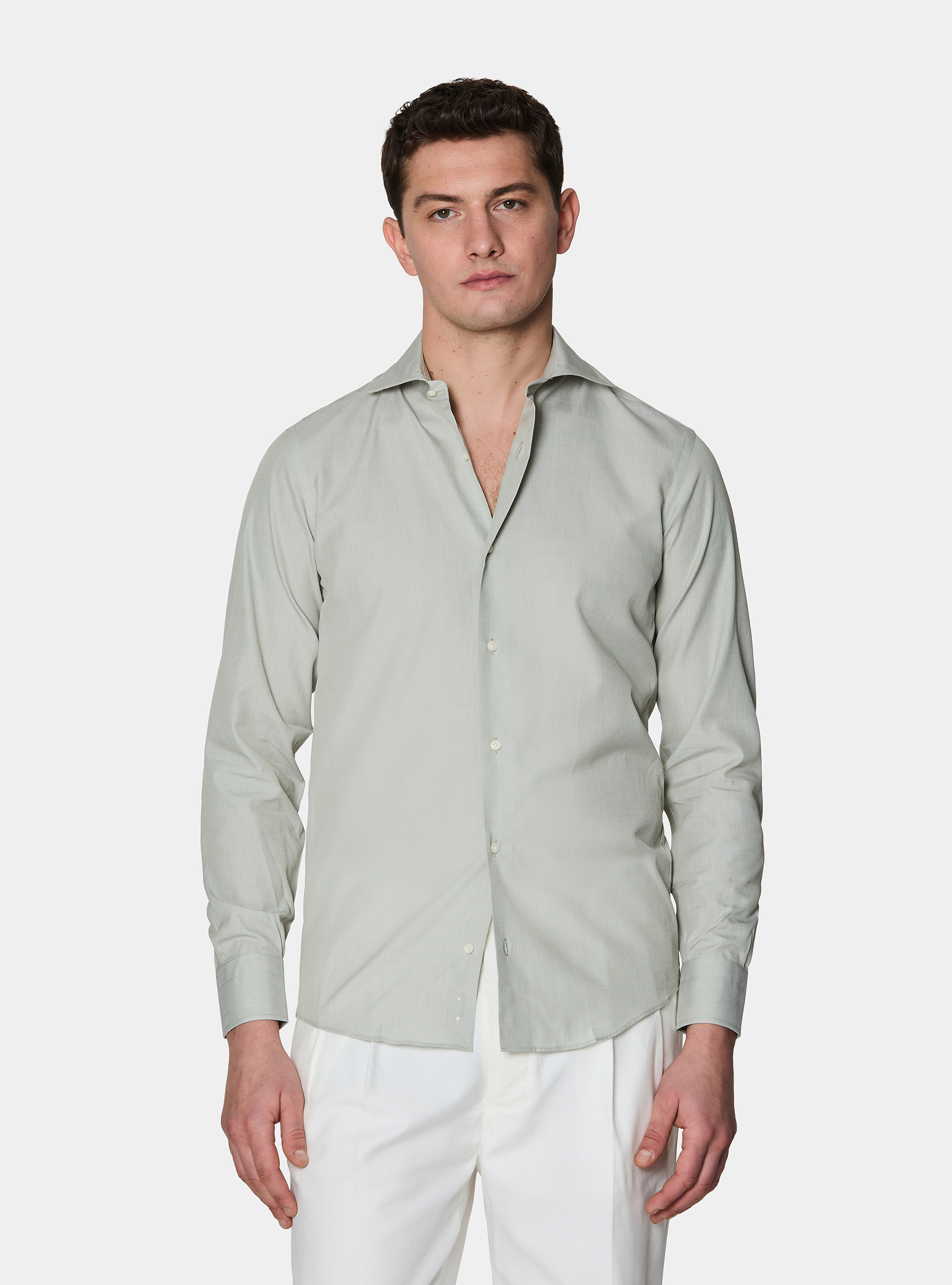 Camisa de algod&oacute;n fil a fil, SALVIA 0602C