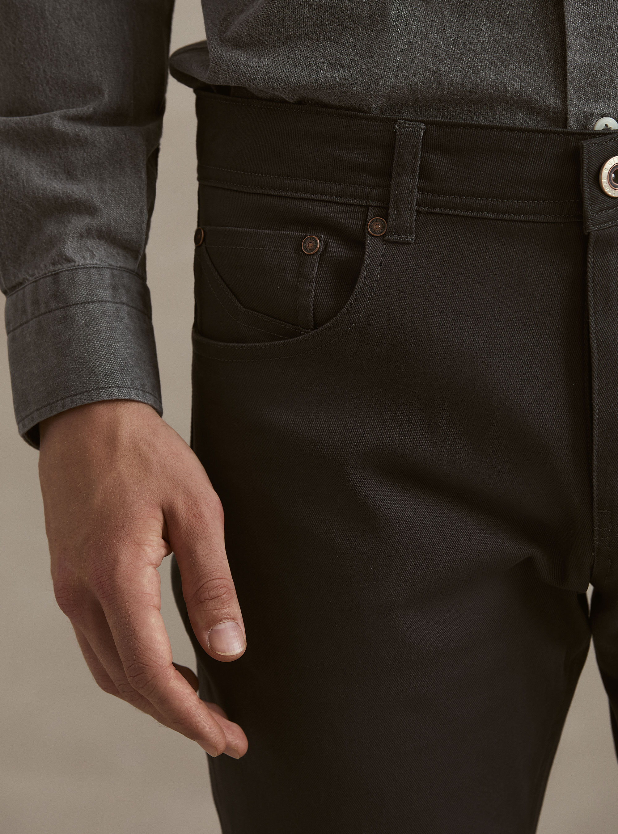 5-pocket textured cotton blend trousers, ASFALTO 0112C