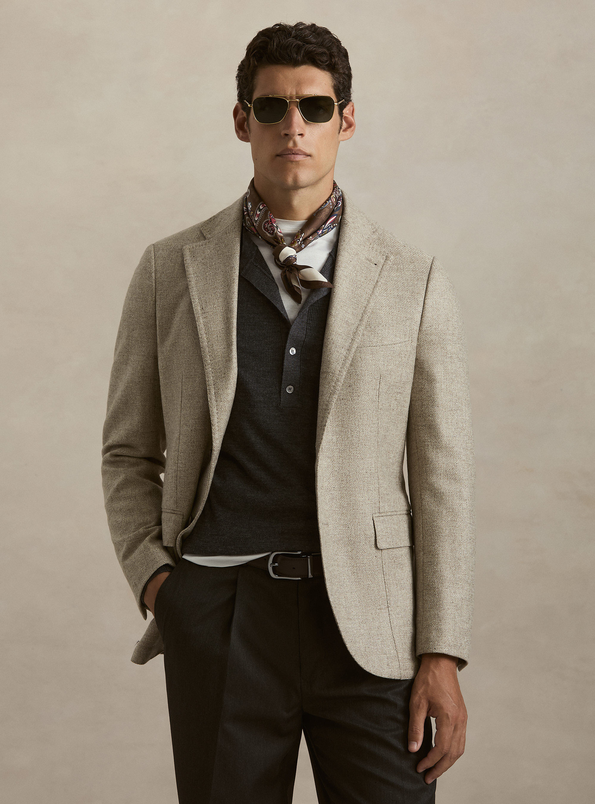 Wool and Cashmere Blazer Lanificio di Pray, SAND