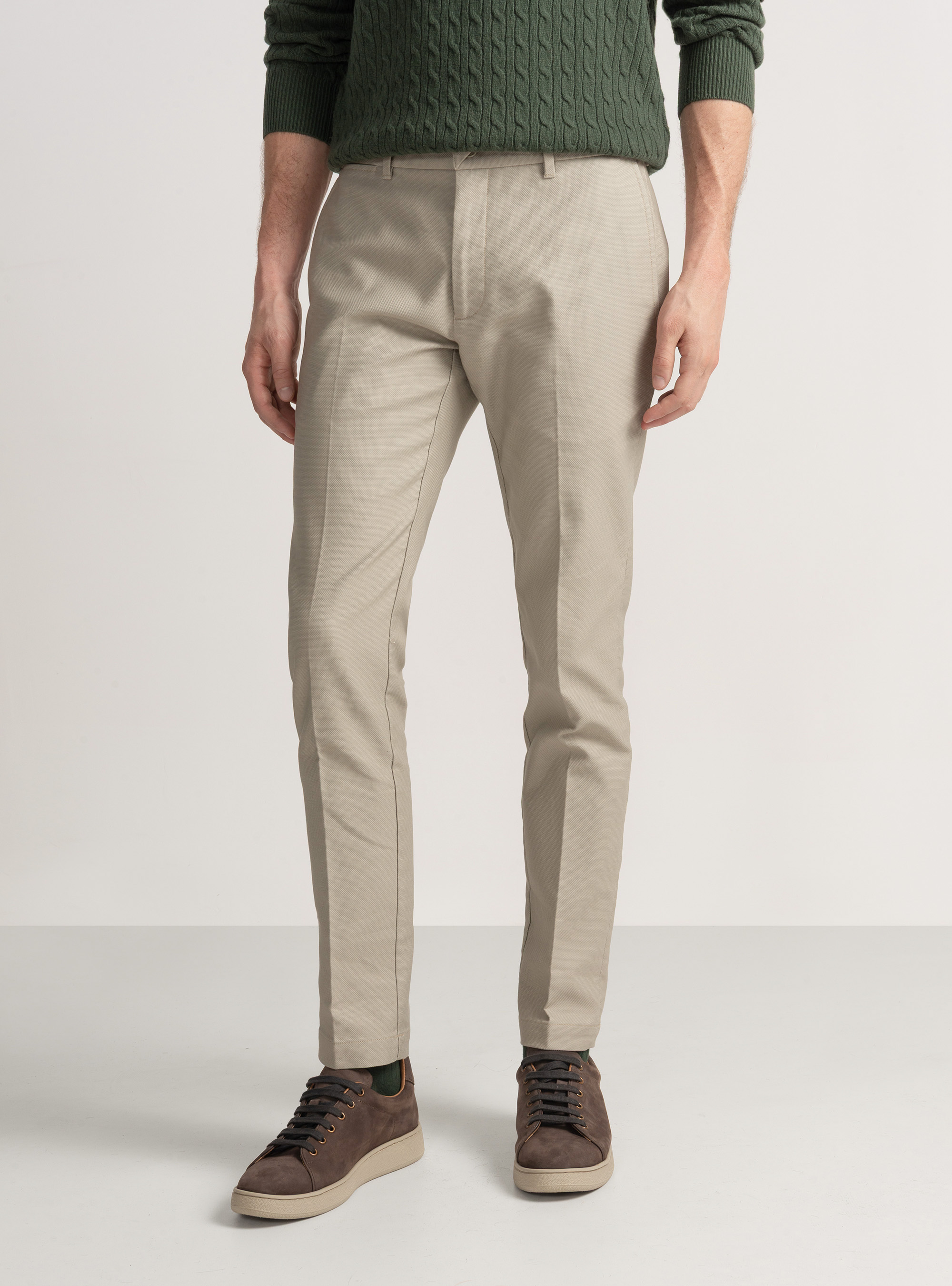 Pantal&oacute;n chino slim fit de algod&oacute;n reforzado, CRUDO
