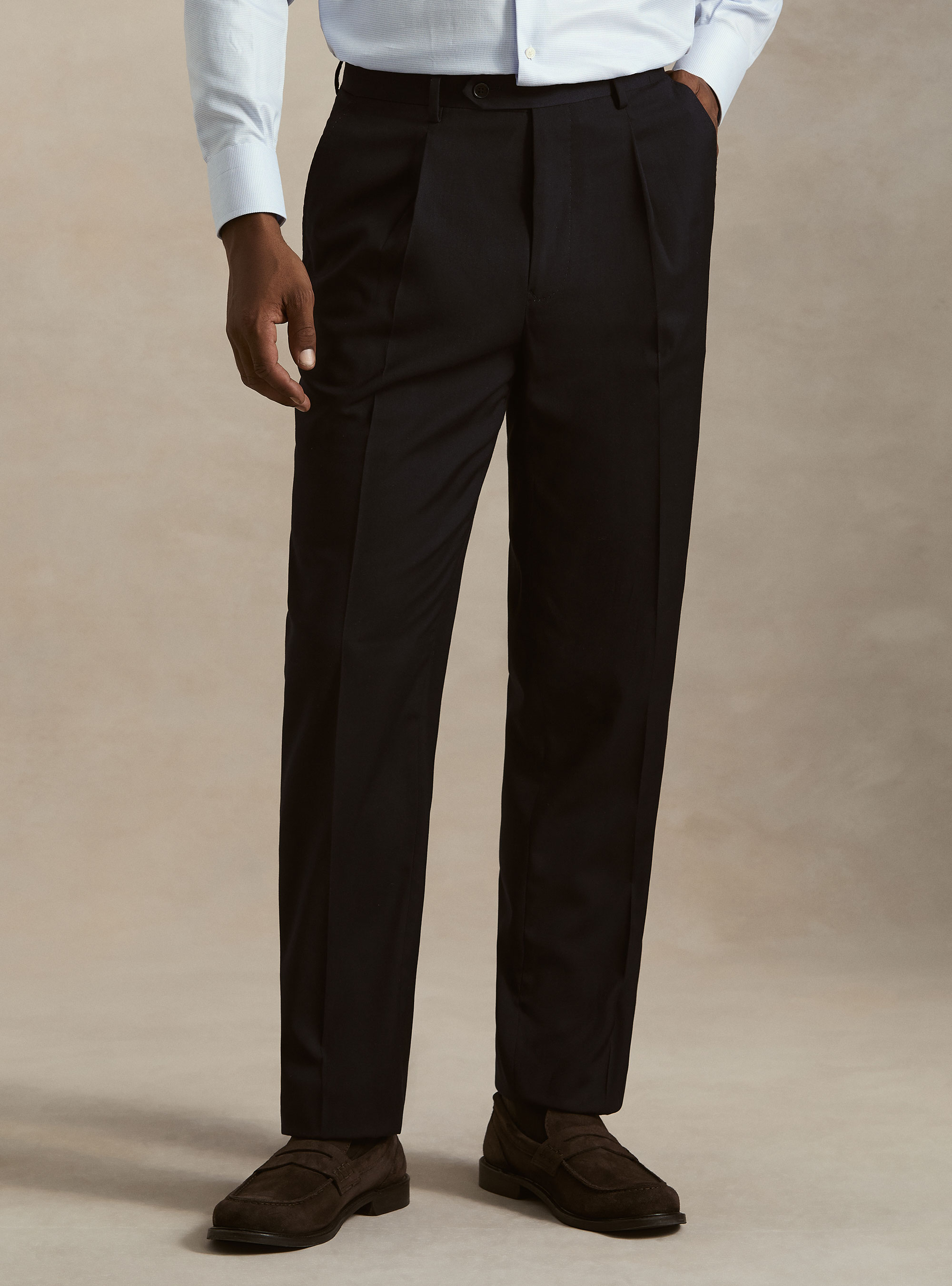 Pantalon large &agrave; pinces, BLEU MARINE