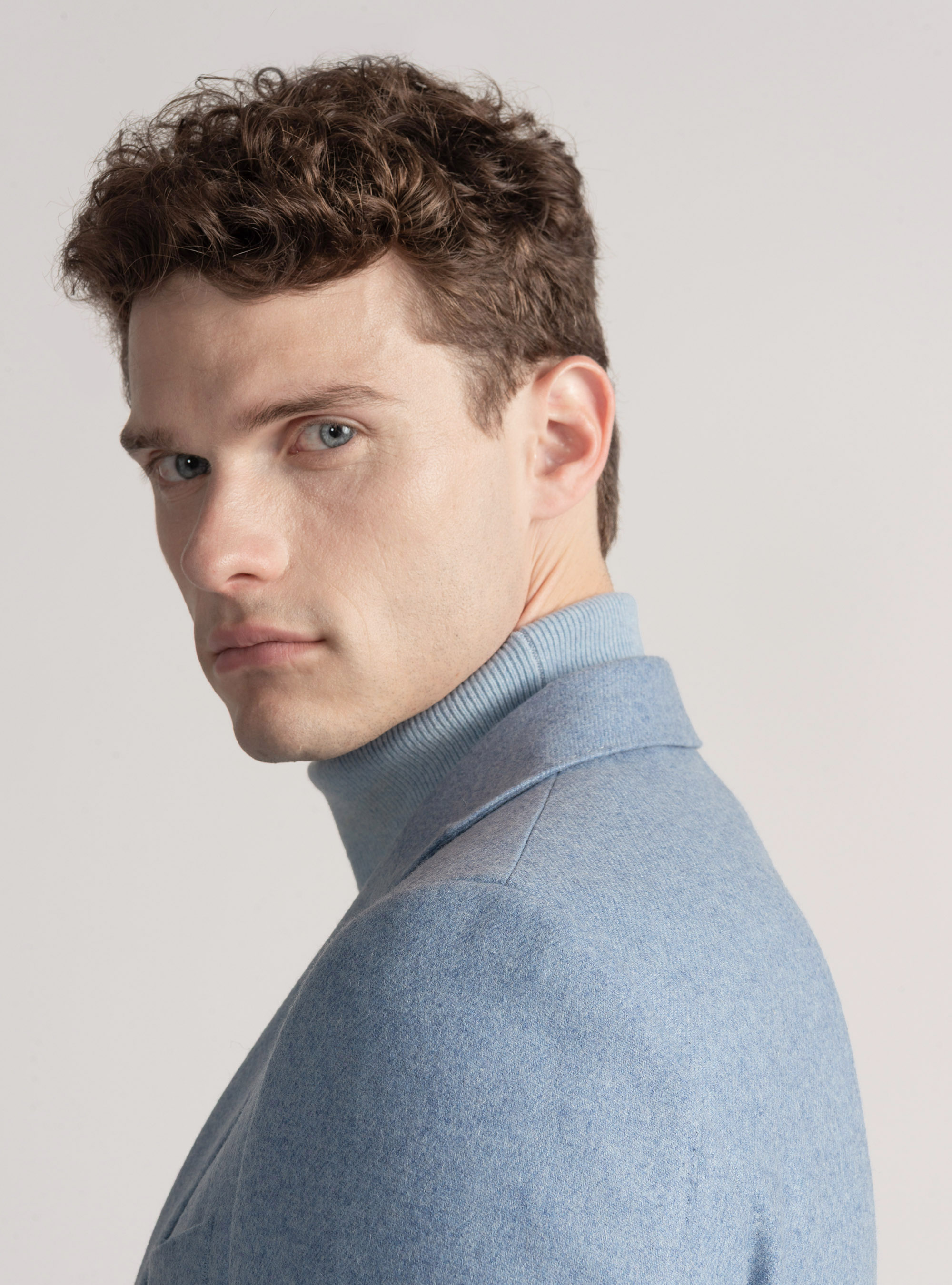 Wool-blend flannel blazer, LIGHT BLUE