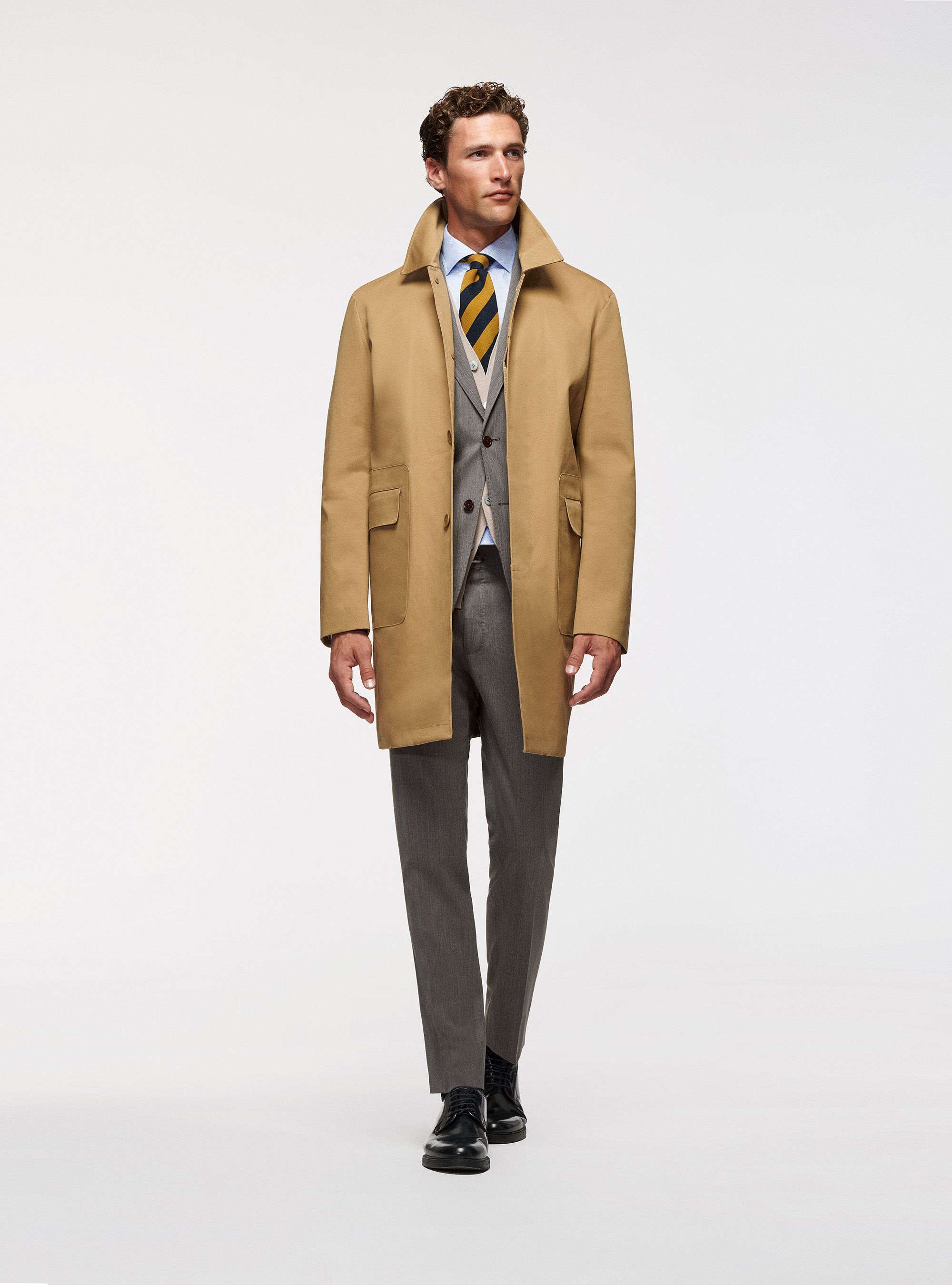 Cotton coat with large pockets, SAND