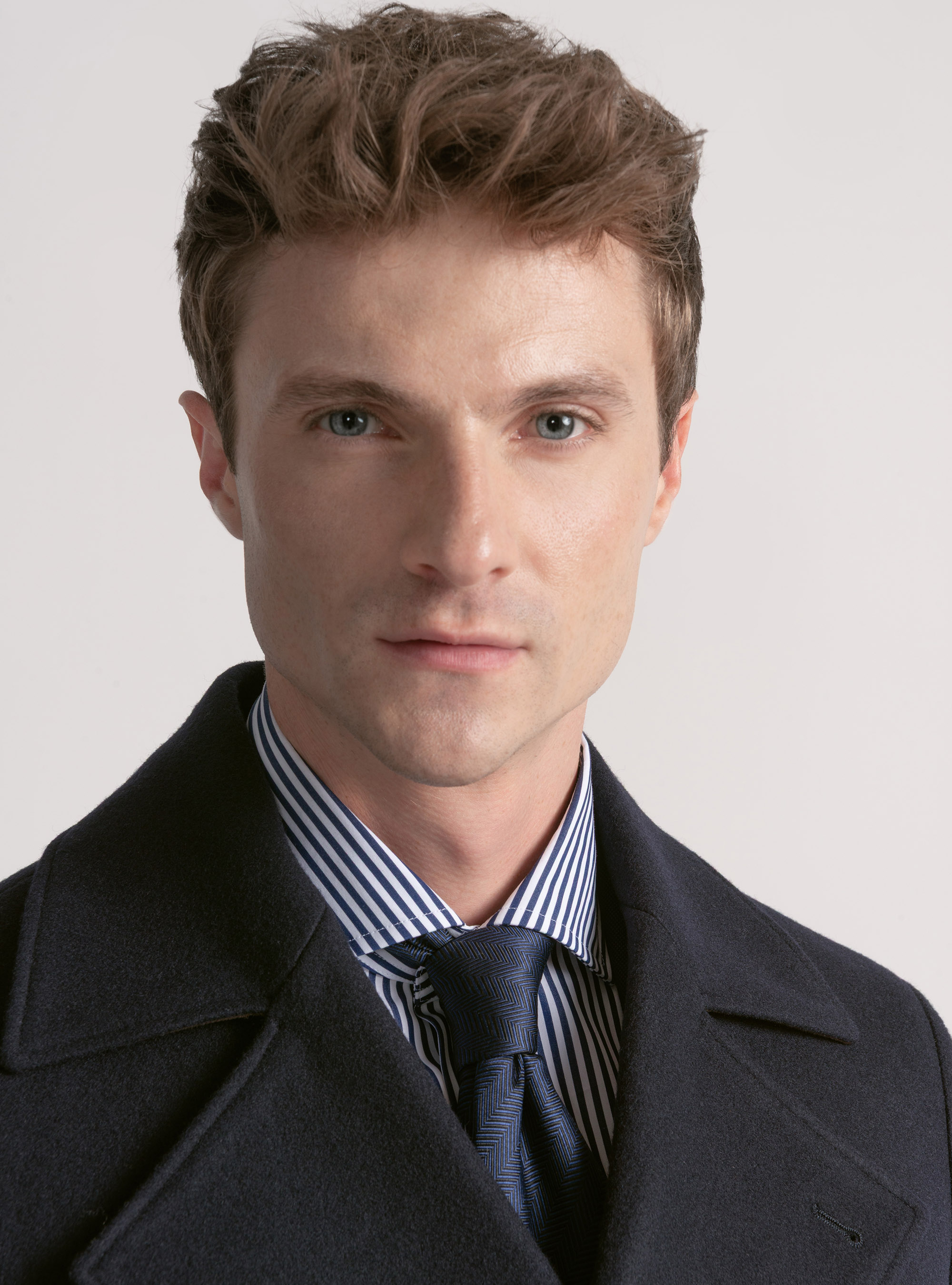 Wool-blend peacoat with patch pockets, NAVY BLUE
