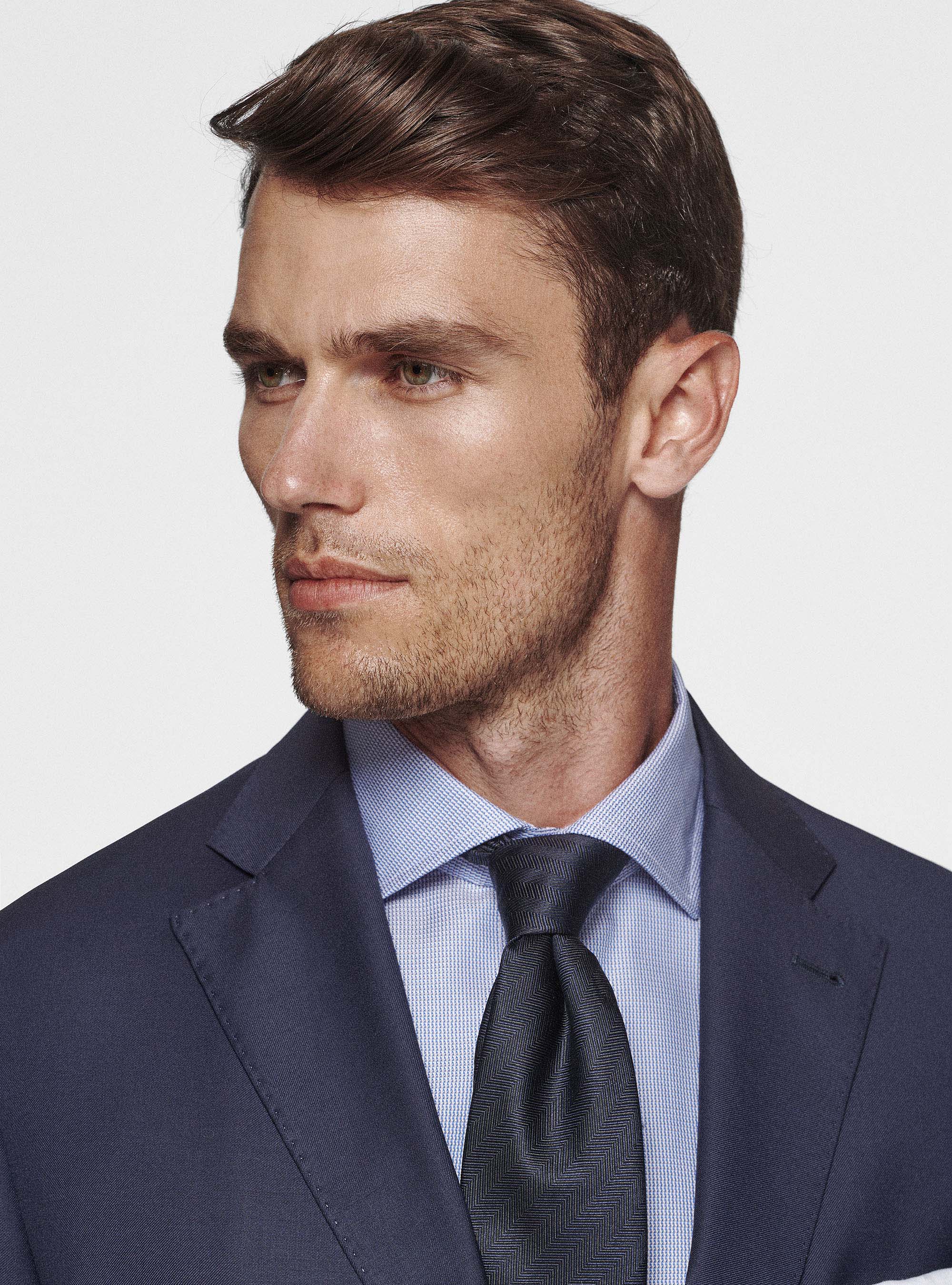 Drop 4 suit blazer in pure wool Vitale Barberis Canonico, NAVY BLUE