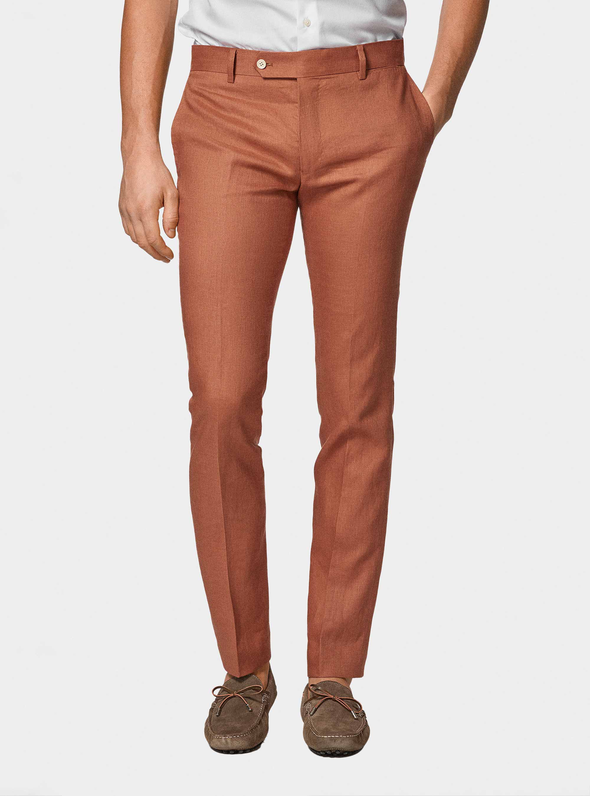 Pure linen suit trousers, ROSA SALMONE 0468C