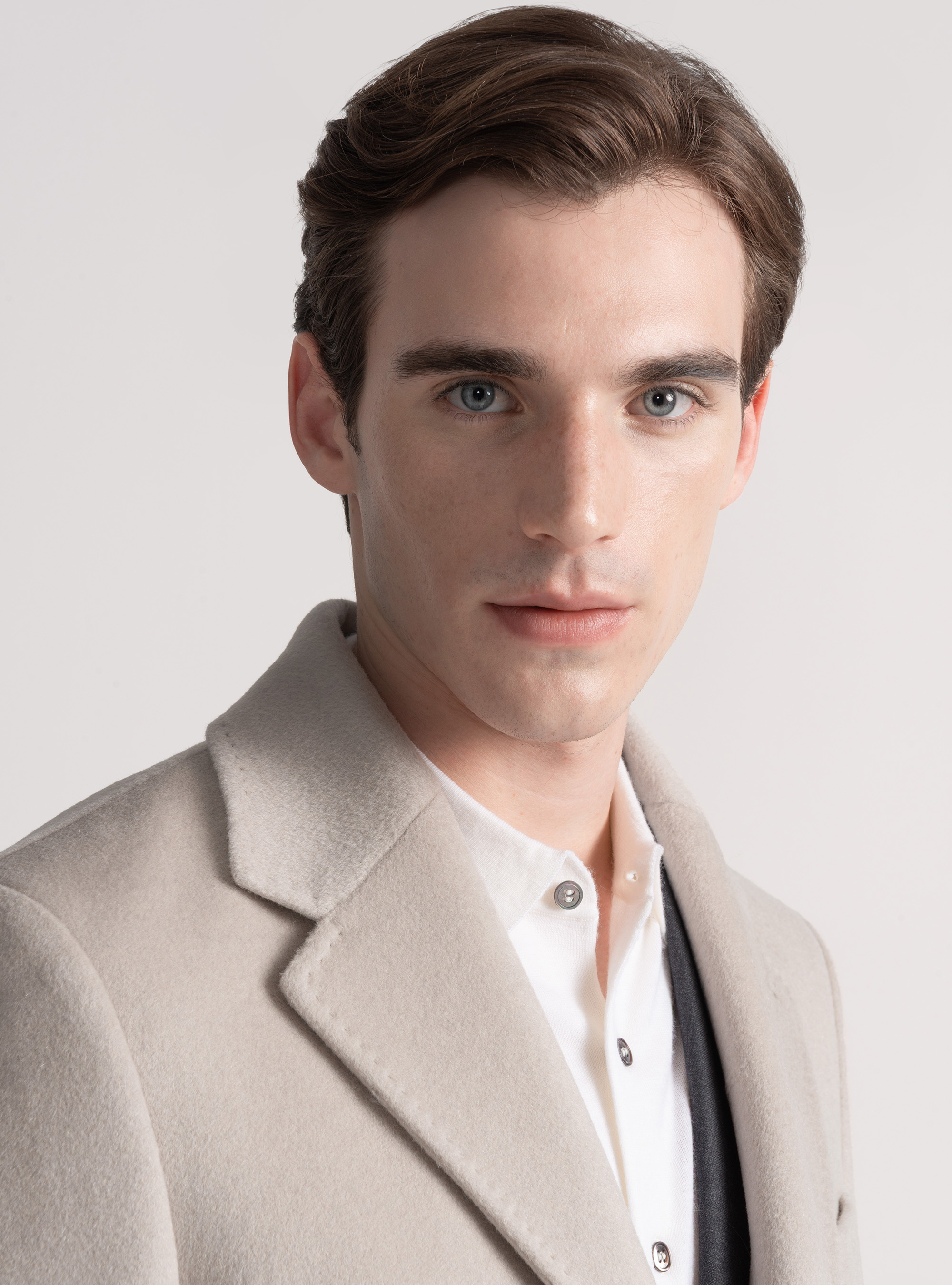 Wool and cashmere coat, ECRU 0536C