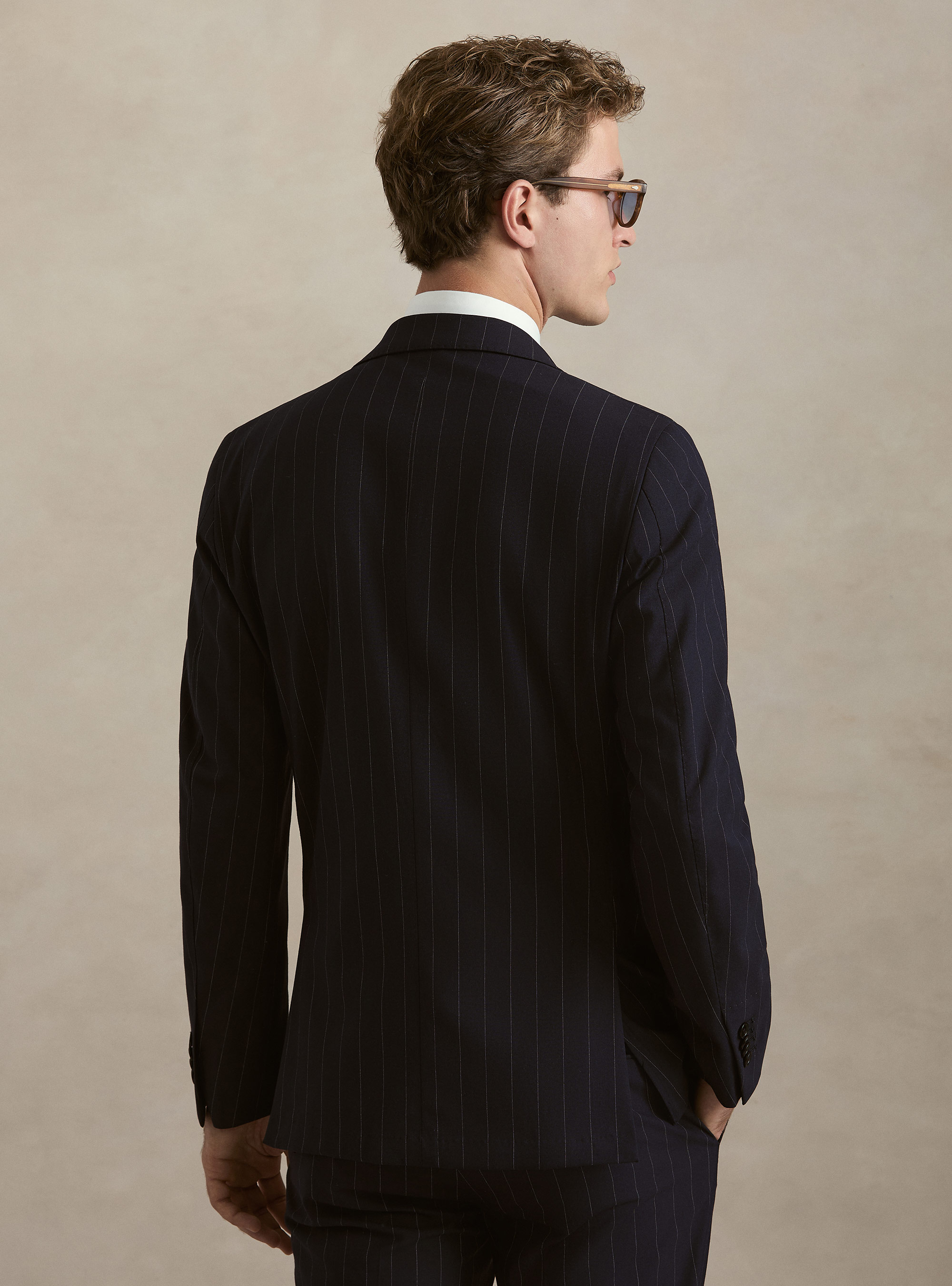 Single-breasted blazer for a pinstripe suit, NAVY BLUE
