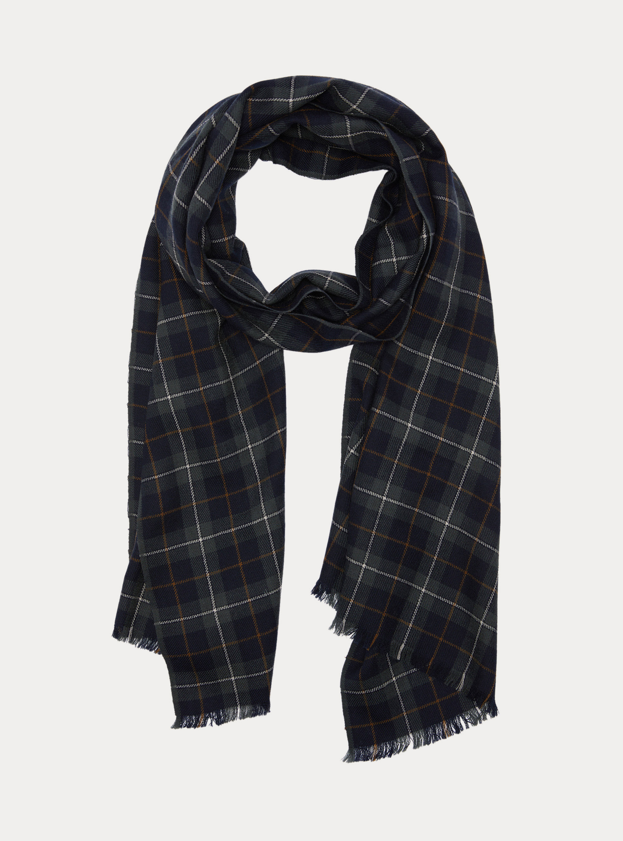 Lightweight patterned wool scarf, GREEN