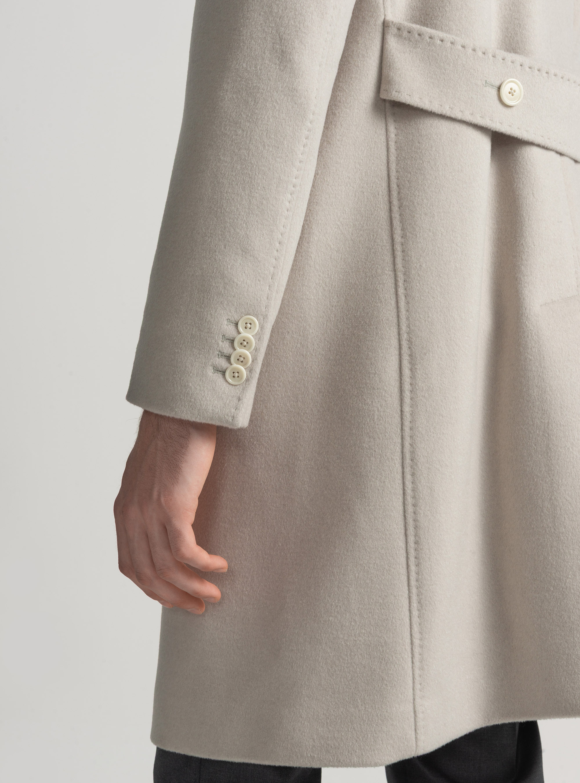 Wool and cashmere double-breasted coat, ECRU 0536C