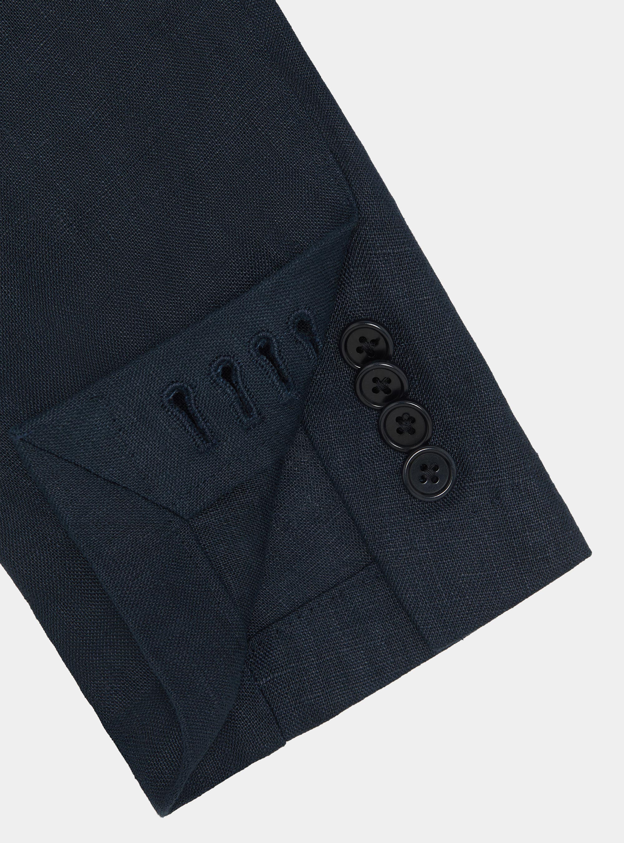 Veste cor&eacute;enne en pur lin, BLEU MARINE