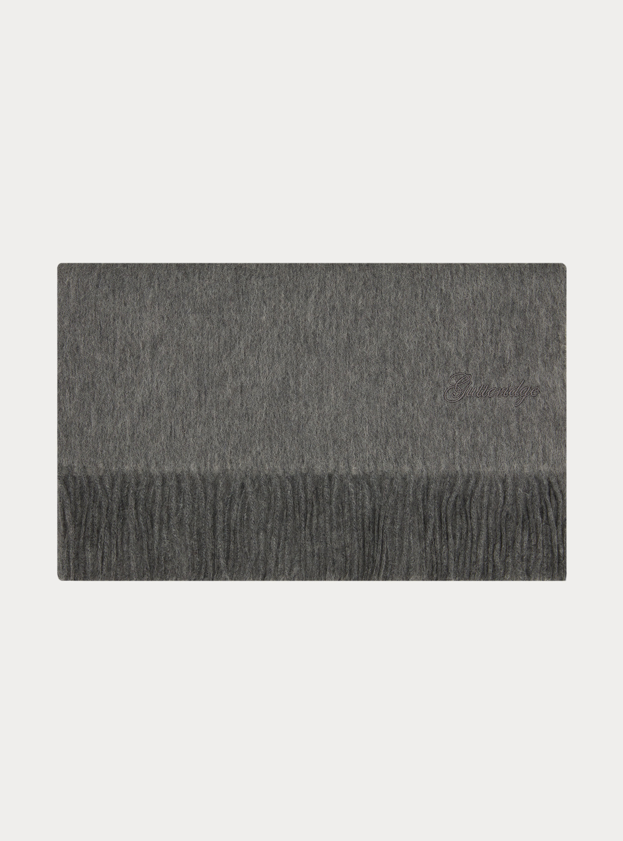 Sciarpa double face con ricamo in lana cashmere, GRIGIO CHIARO