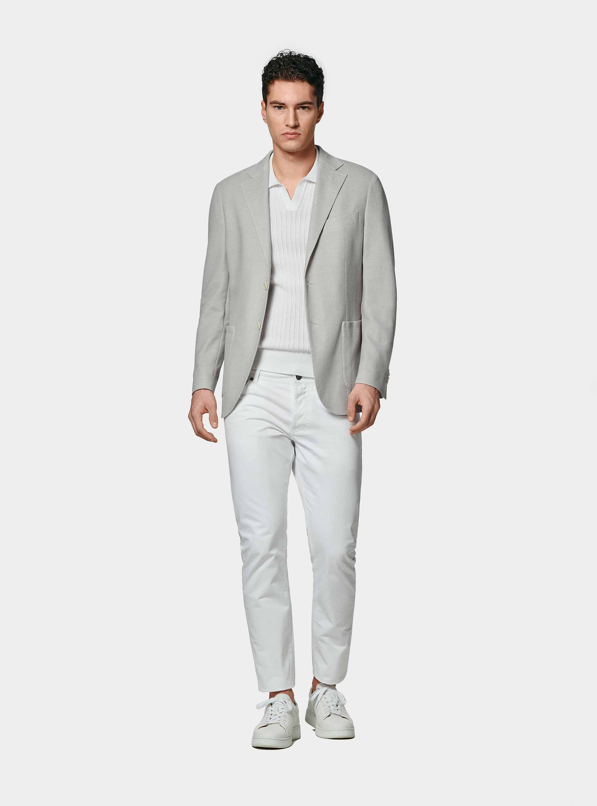 Giacca in jersey nido d'ape in misto cotone, GRIGIO CHIARO 0256C