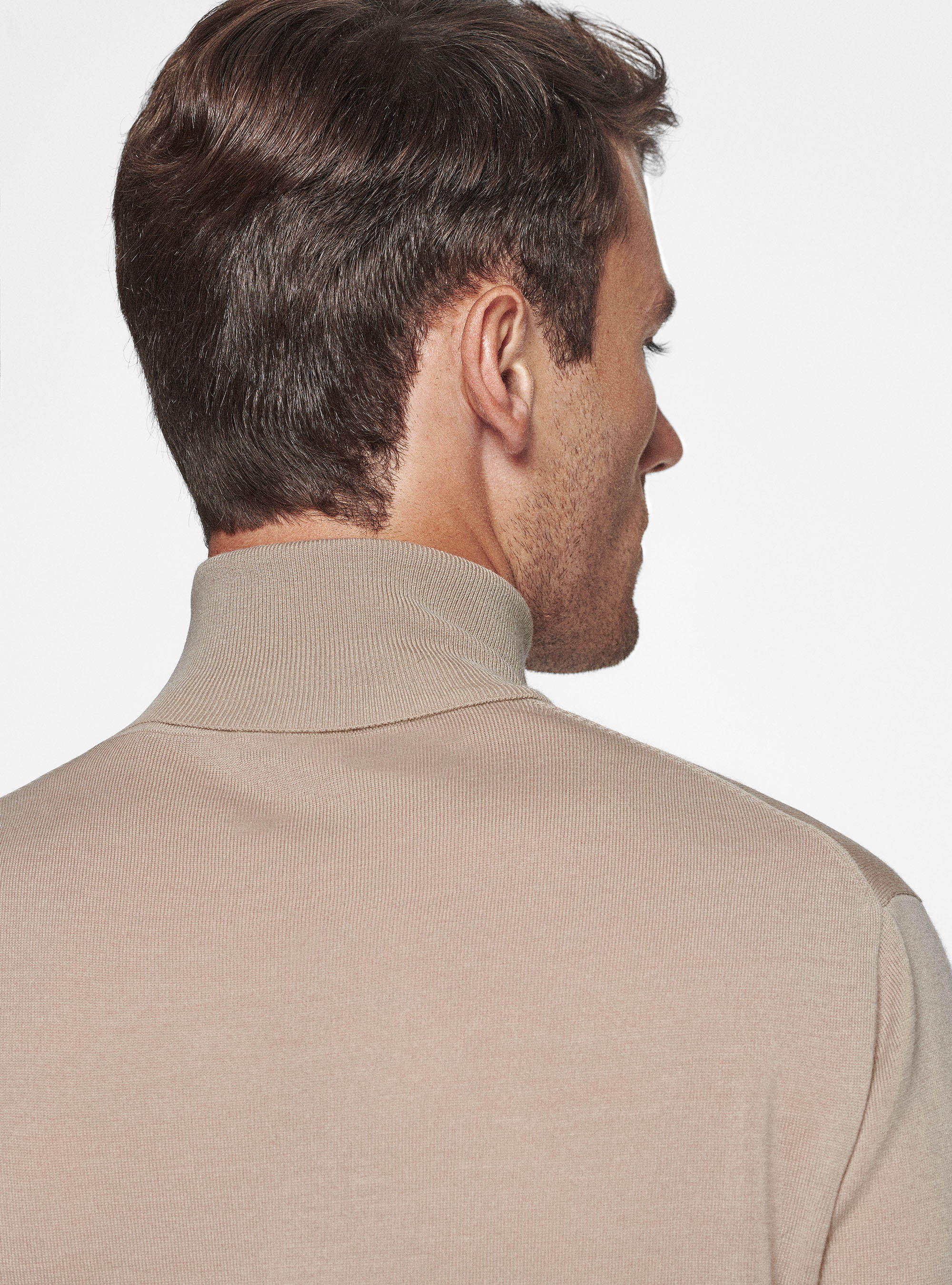 Turtleneck in pure extra-fine merino wool, SAND
