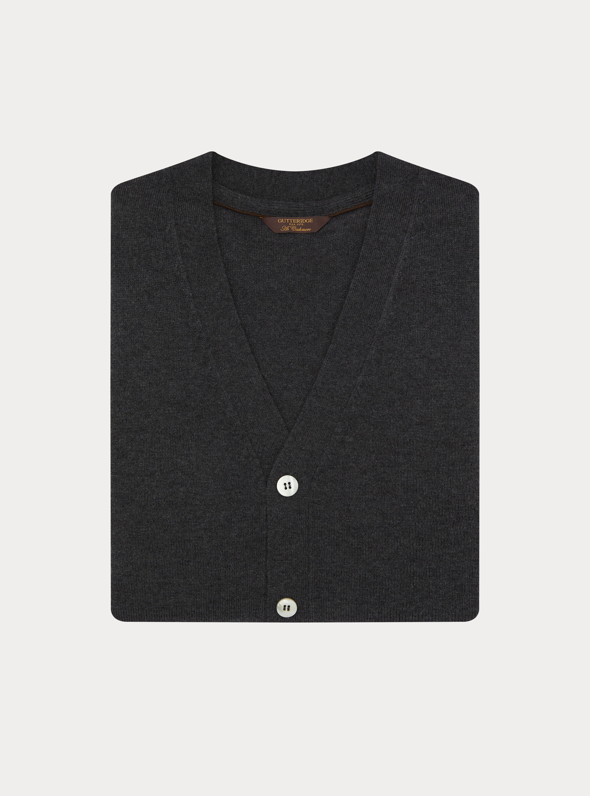 Cardigan in maglia con bottoni in lana lambswool e cashmere, ASFALTO