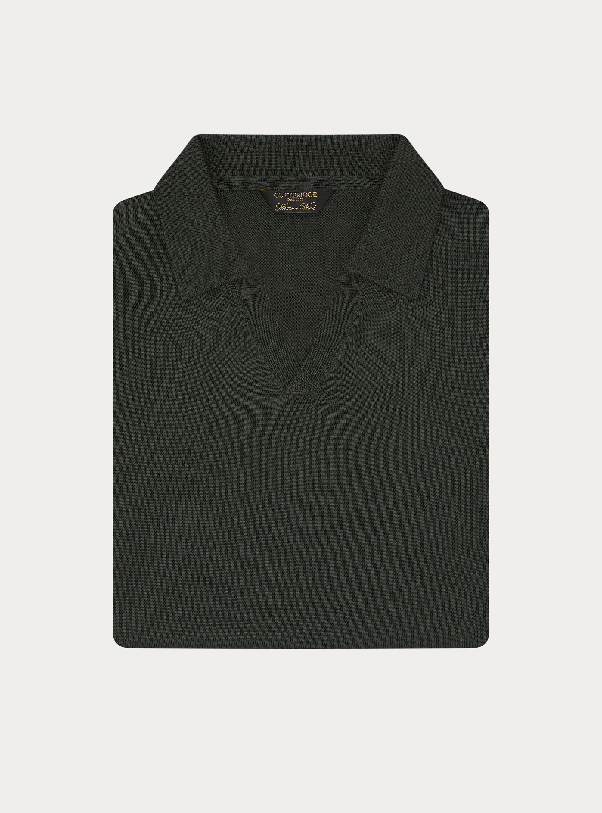 Buttonless merino polo, MILITARE 0609C