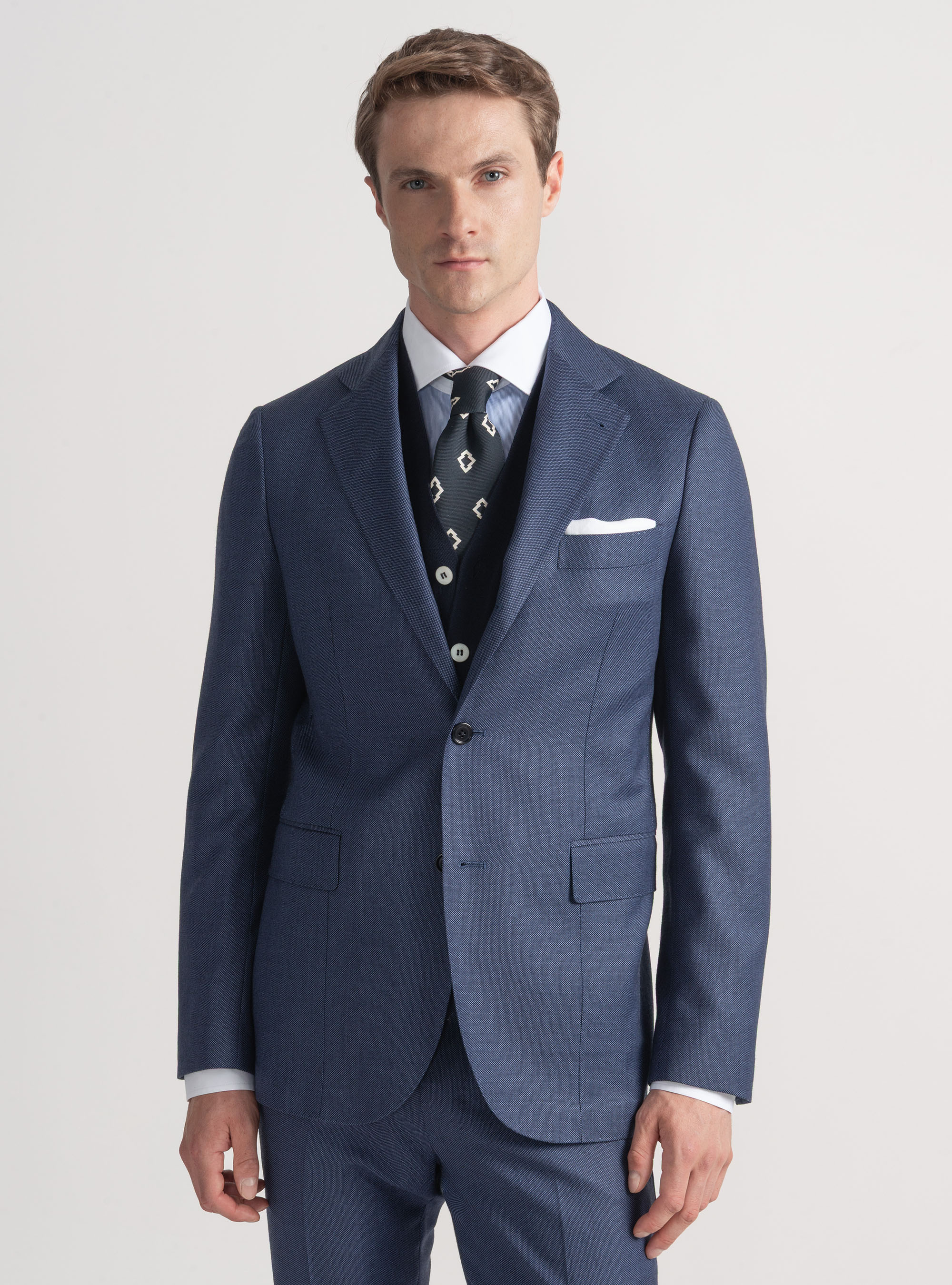 Giacca per abito in lana occhio di pernice Vitale Barberis Canonico, INCHIOSTRO