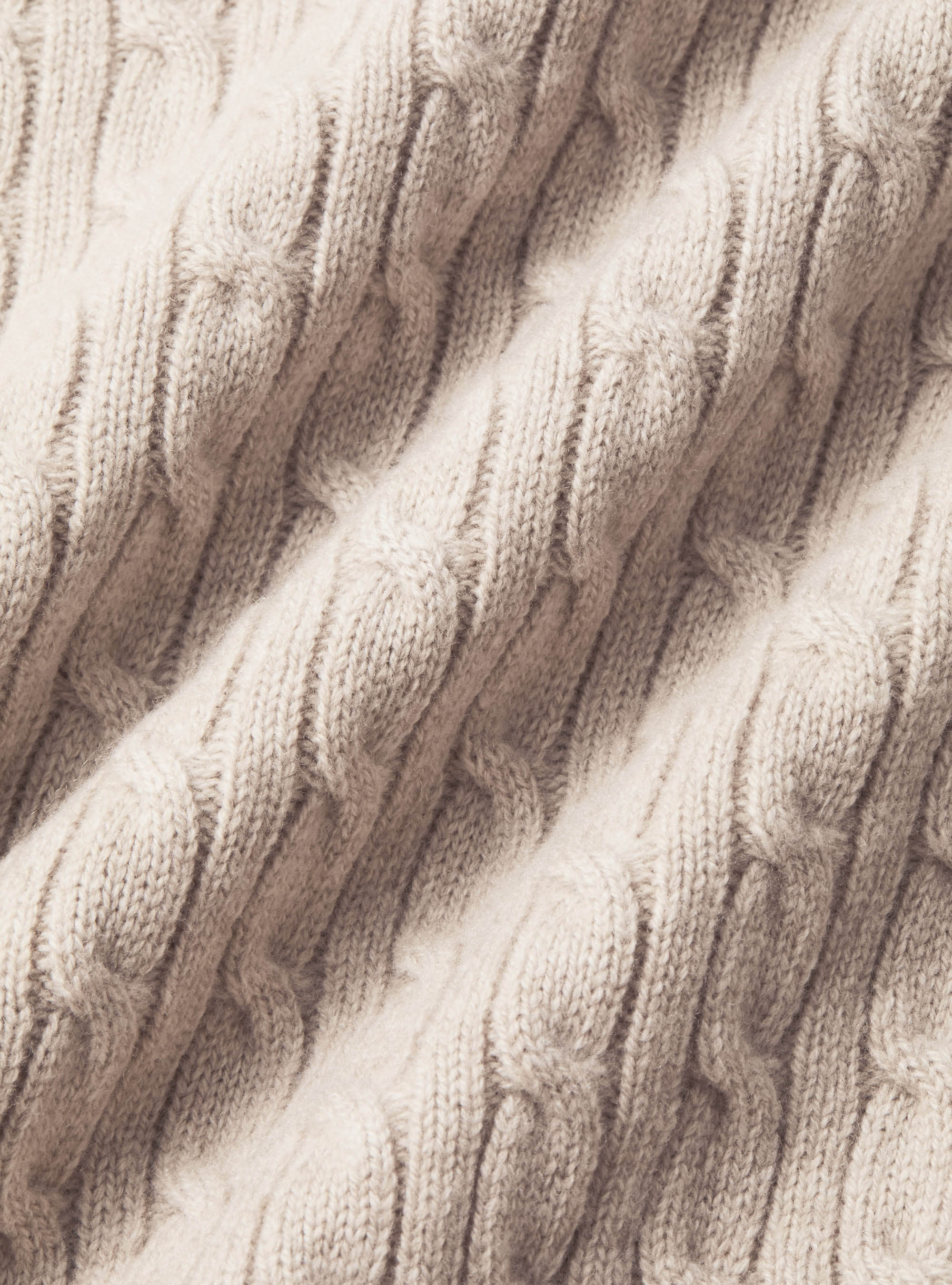 Crew-neck sweater with wool and cashmere braid, ECRU
