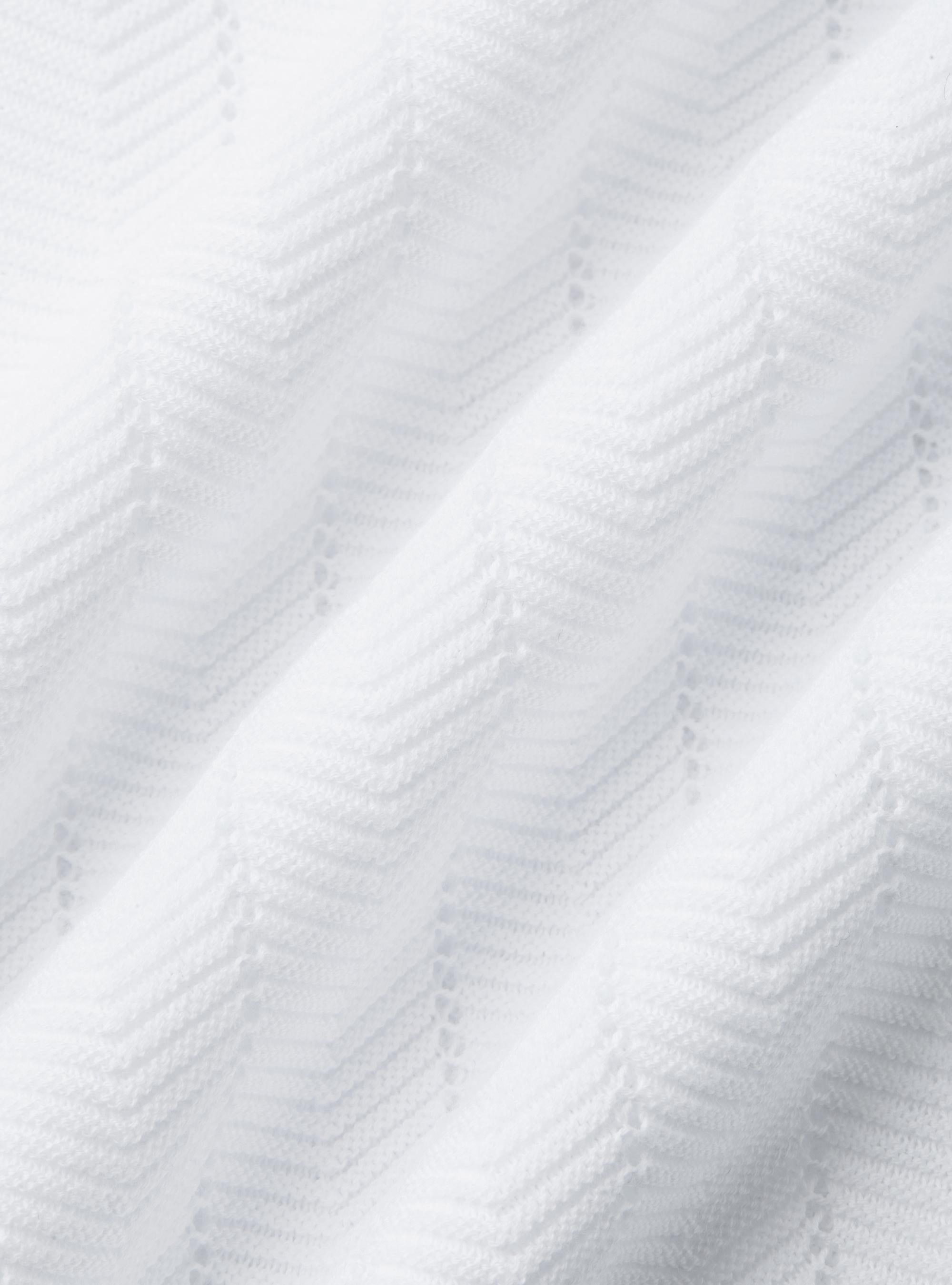 Perforated polo shirt in herringbone cotton, WHITE