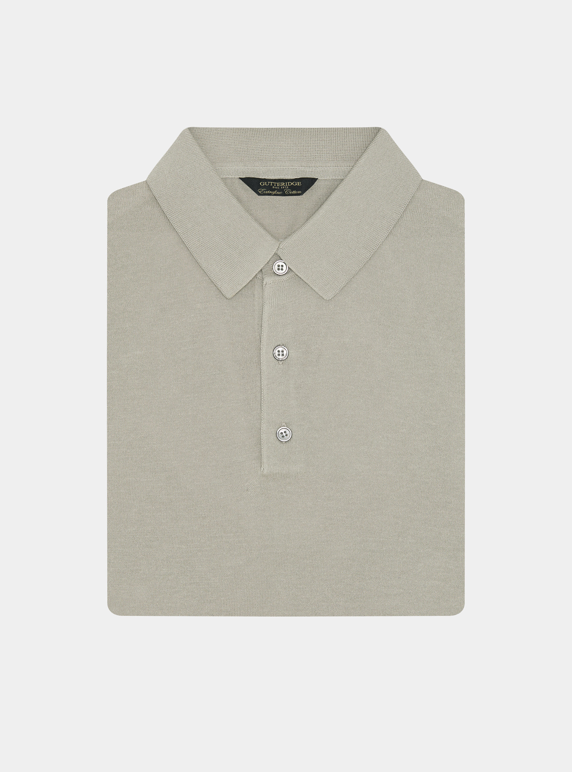 Extra-fine cotton knit polo shirt, SAND