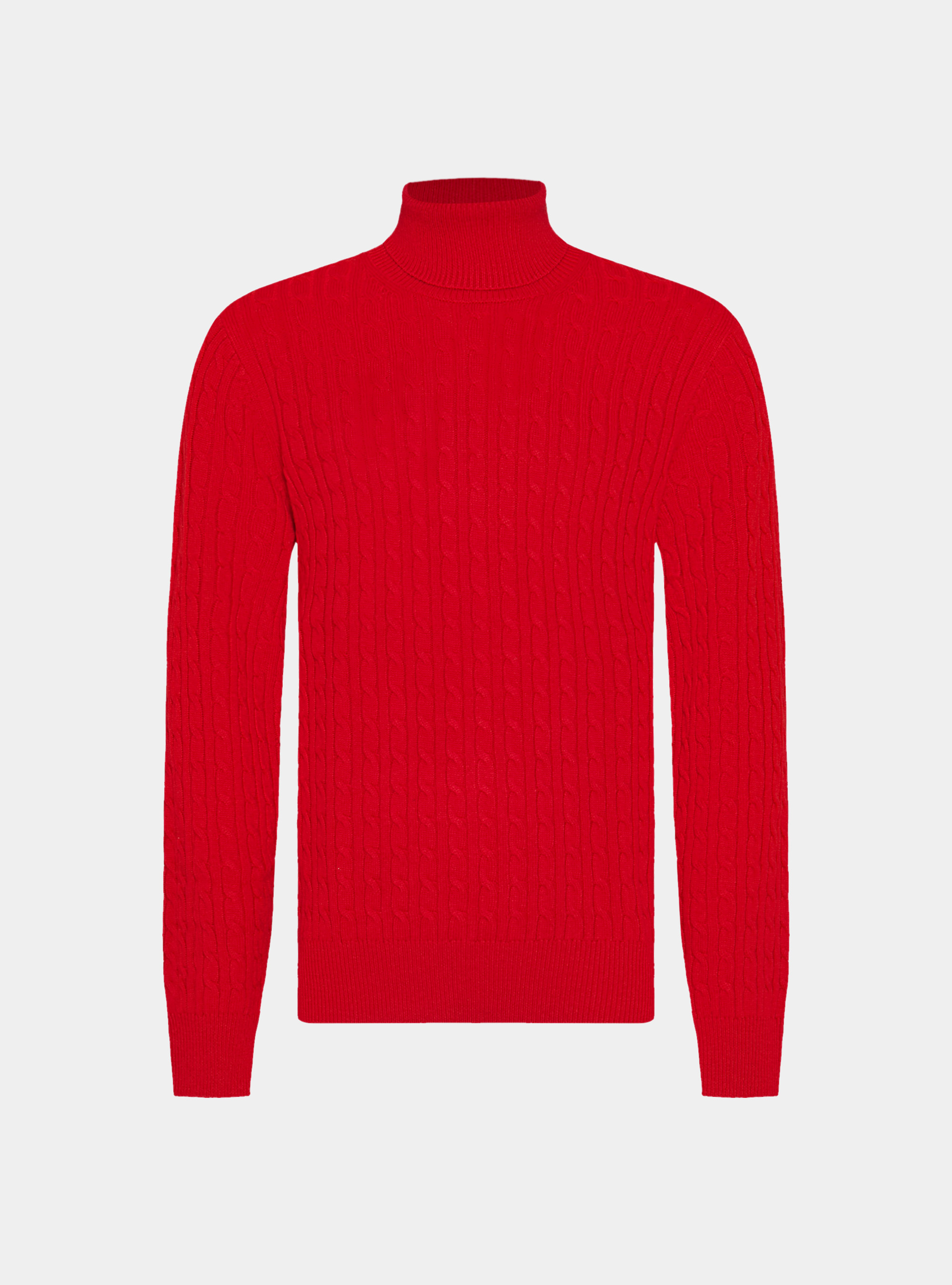 Turtleneck sweater with cashmere wool braid, RED