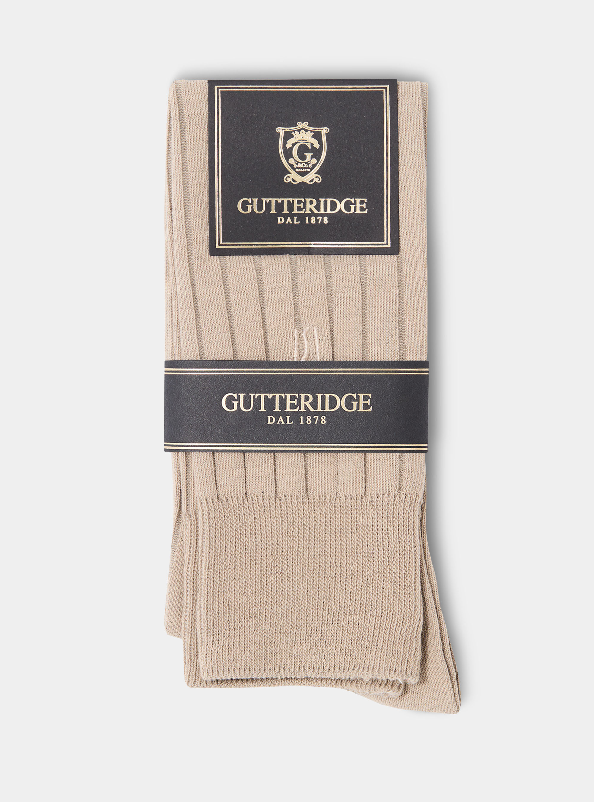 Ribbed socks with embroidery, SAND