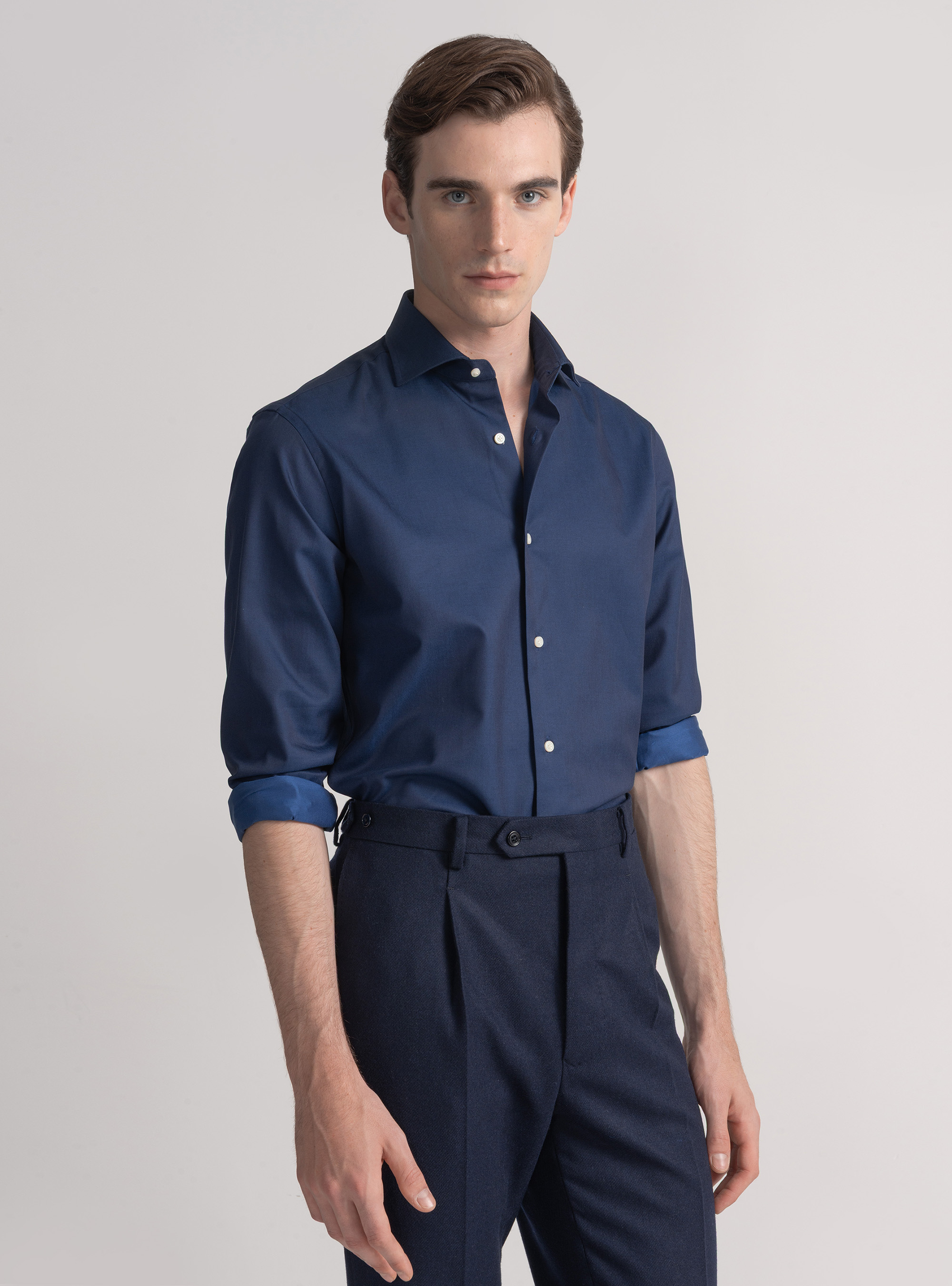 Camicia in twill di cotone, BLU