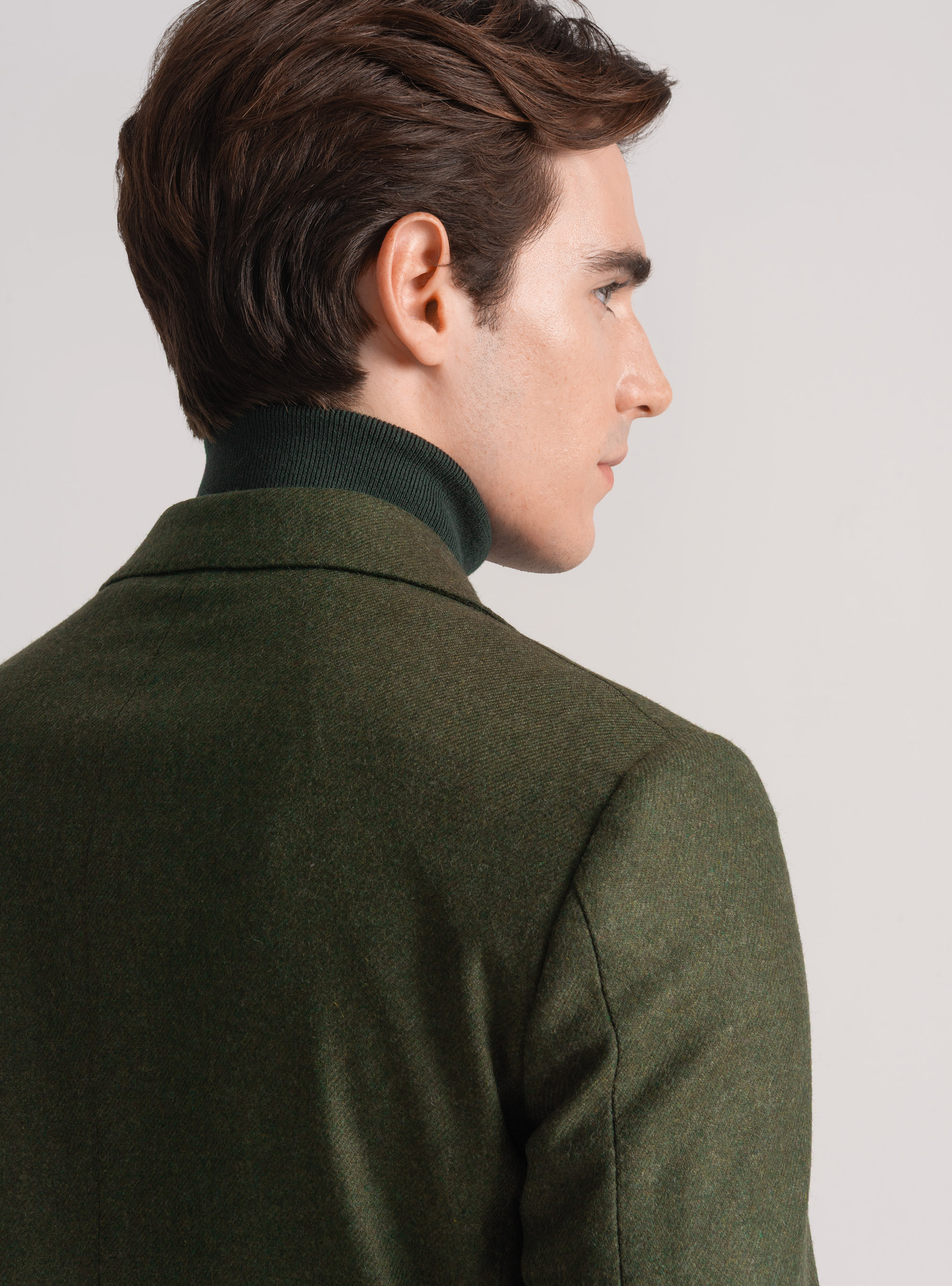 Double-breasted flannel blazer, GREEN