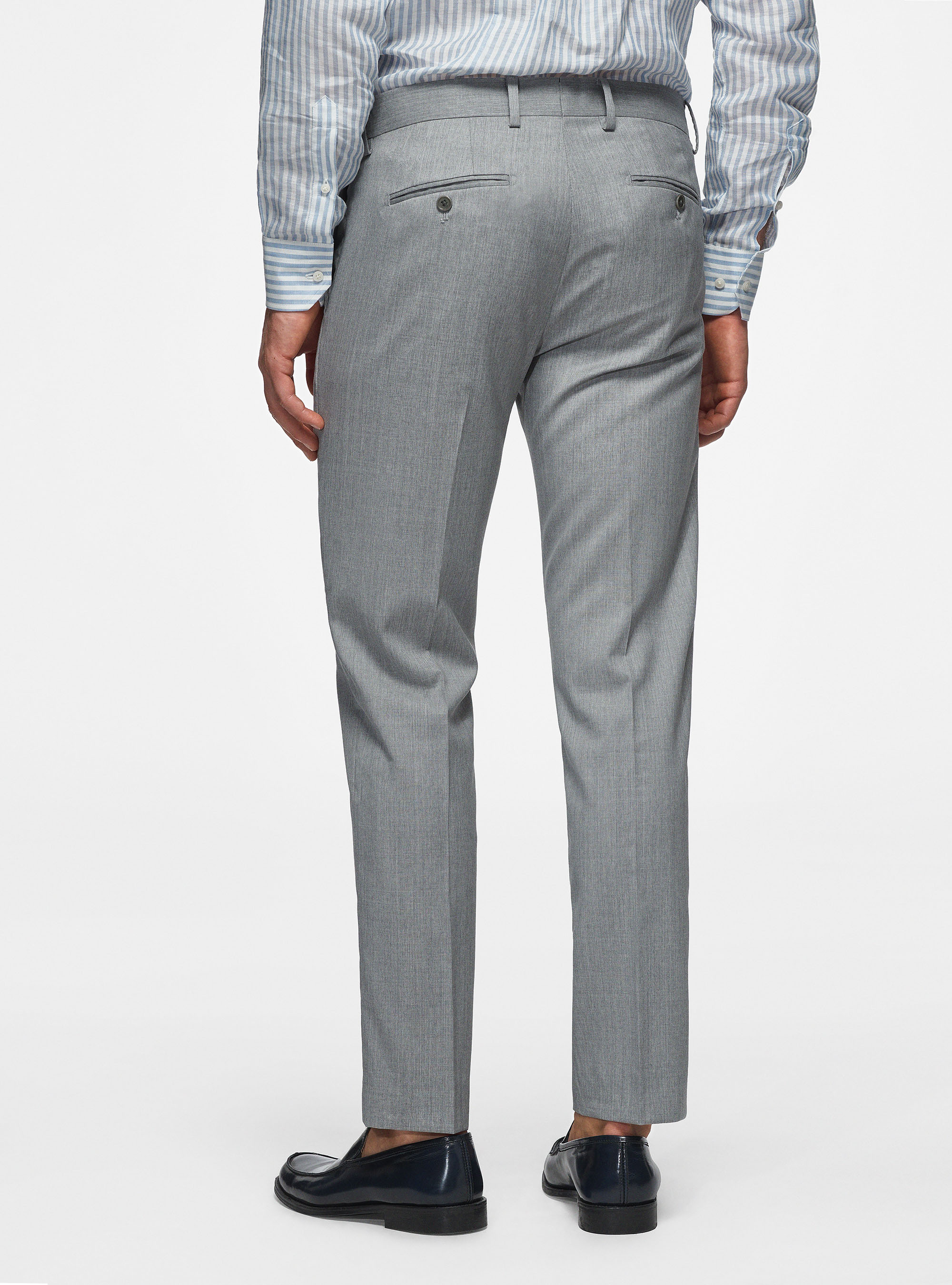 Pantaloni in pura lana superfine 110's, GRIGIO CHIARO MELANGE