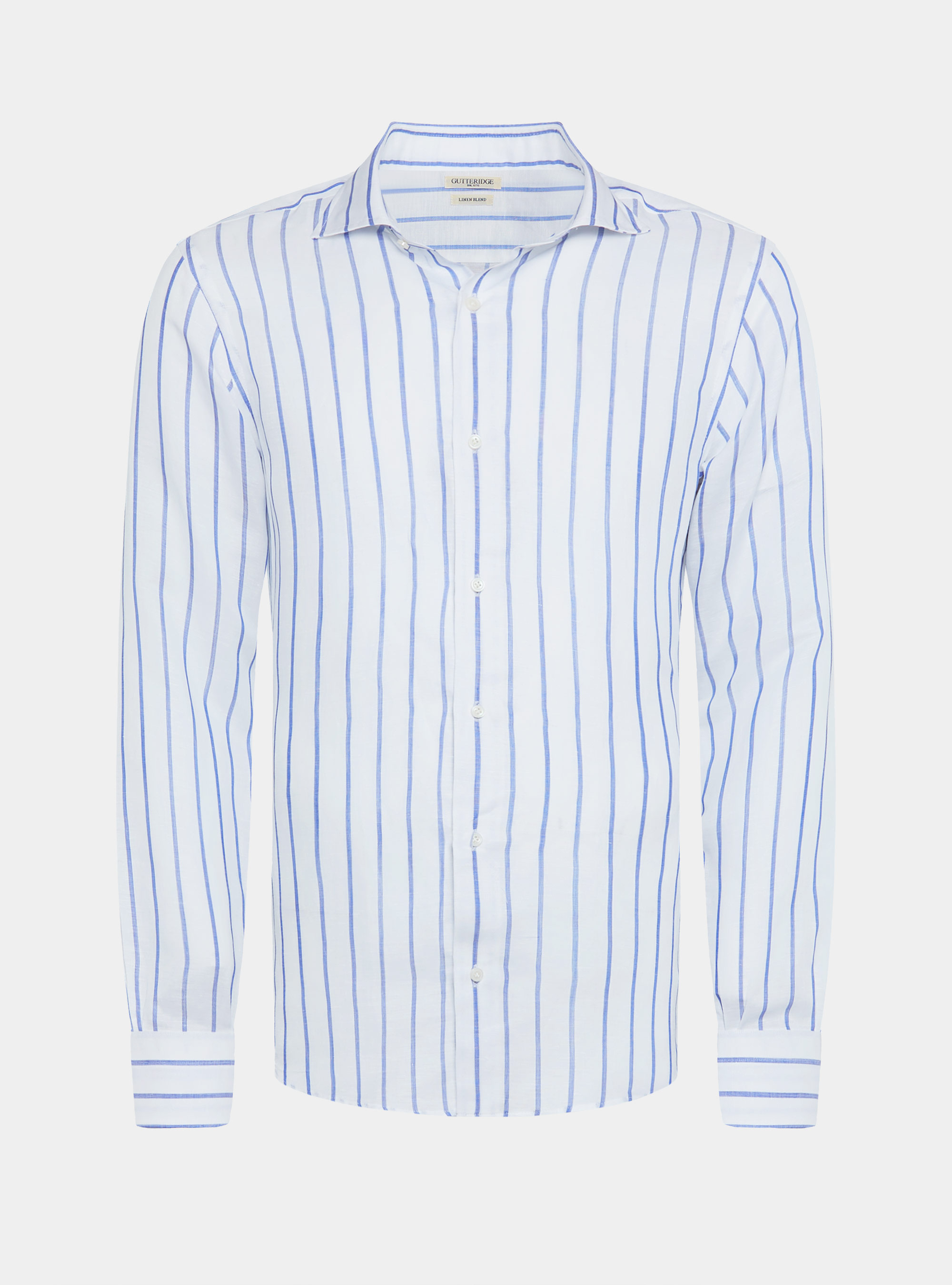 Linen blend striped shirt, BLUE