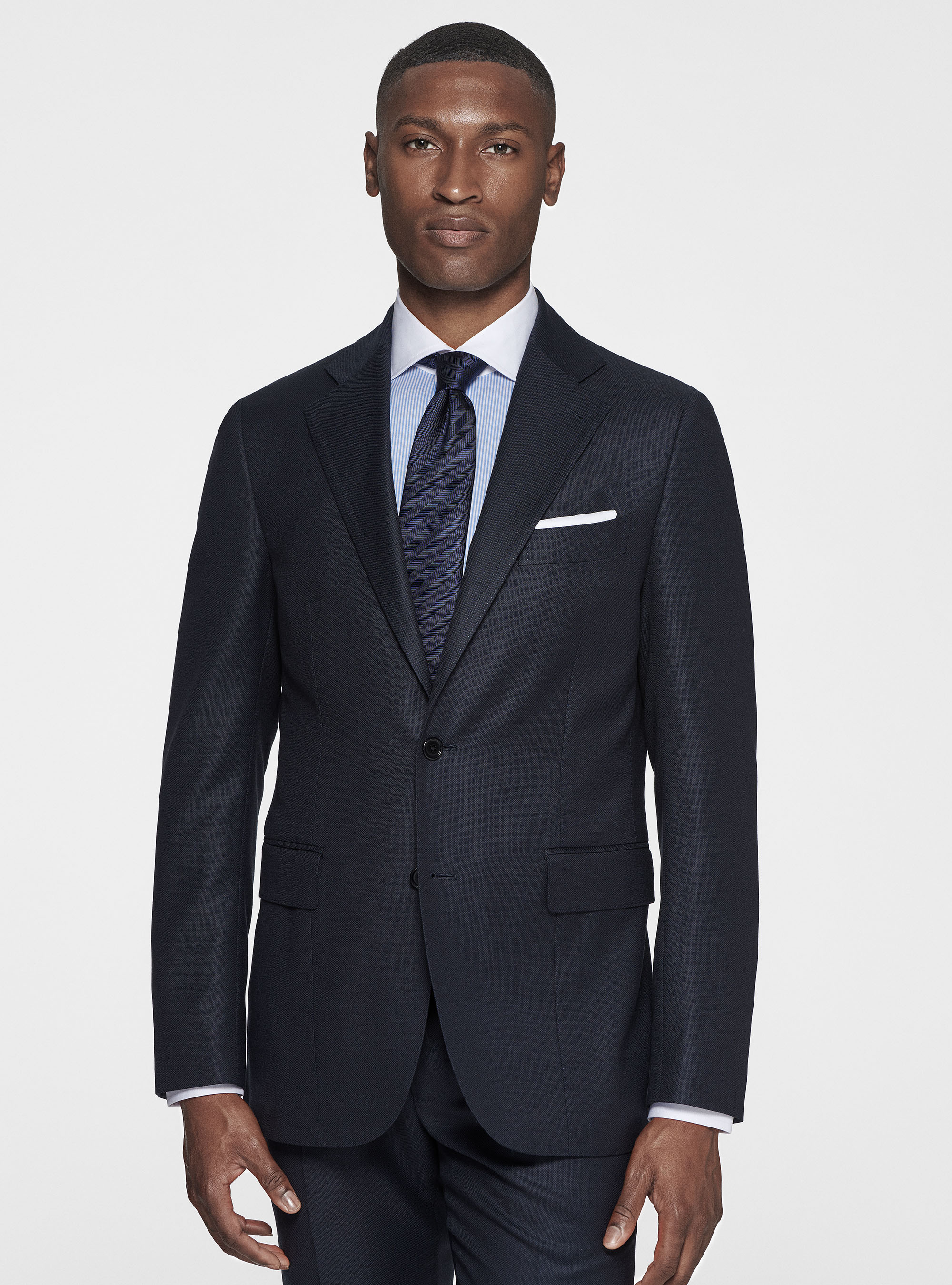 Giacca in pura lana occhio di pernice, BLU NAVY